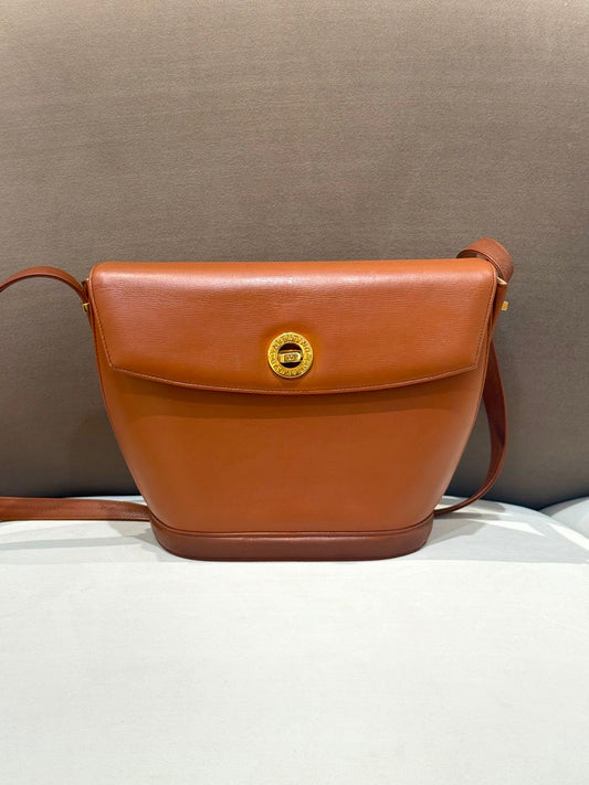 Valentino Garavani 棕褐色皮革旋扣單肩包 | 香港復古設計師包