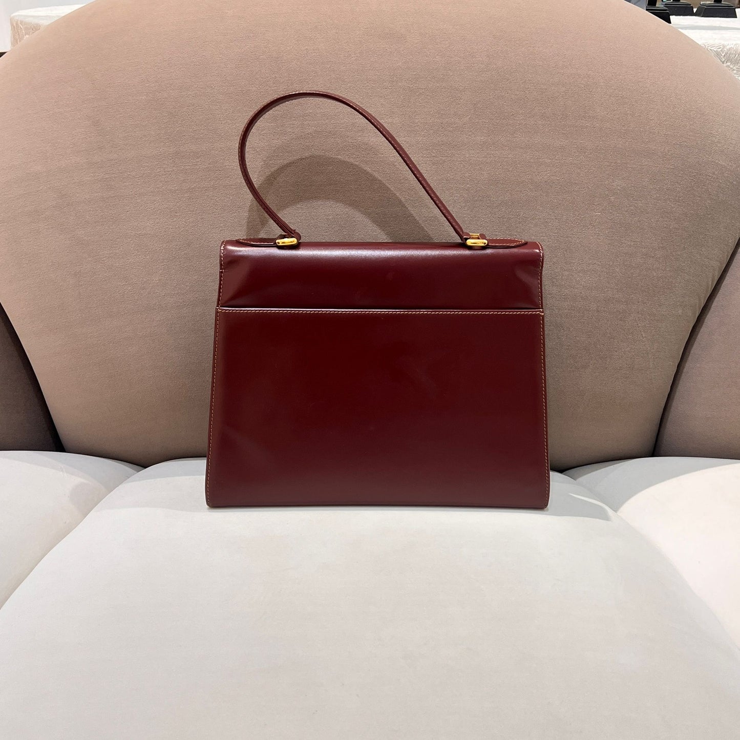 Cartier Vintage Must De Cartier Bordeaux Leather Top Handle Bag