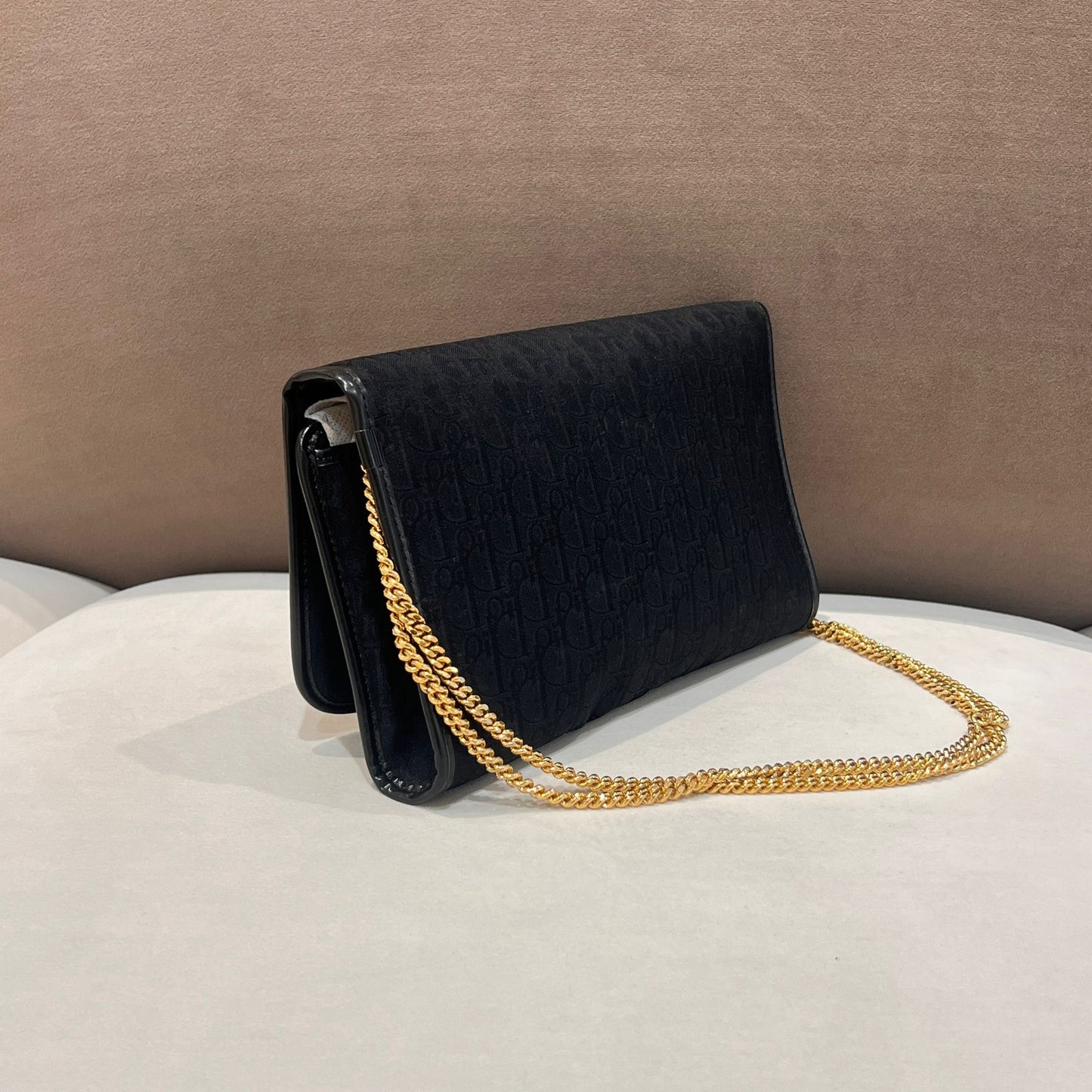 Christian Dior Vintage Navy Leather Chain Shoulder Bag
