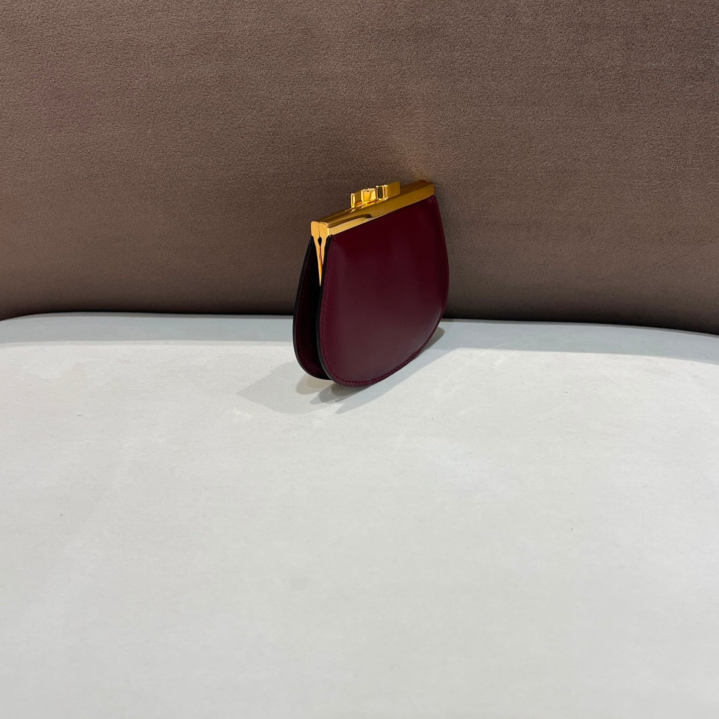 Cartier Vintage Bordeaux Leather Kiss Lock Coin Purse