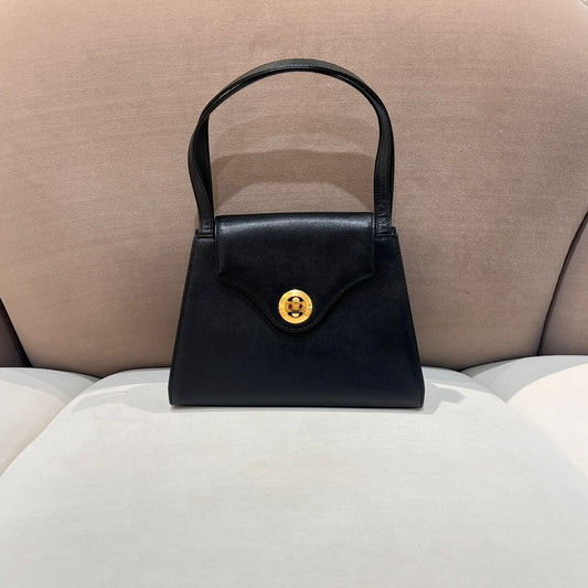 Givenchy Vintage Turn Lock Black Leather Handbag