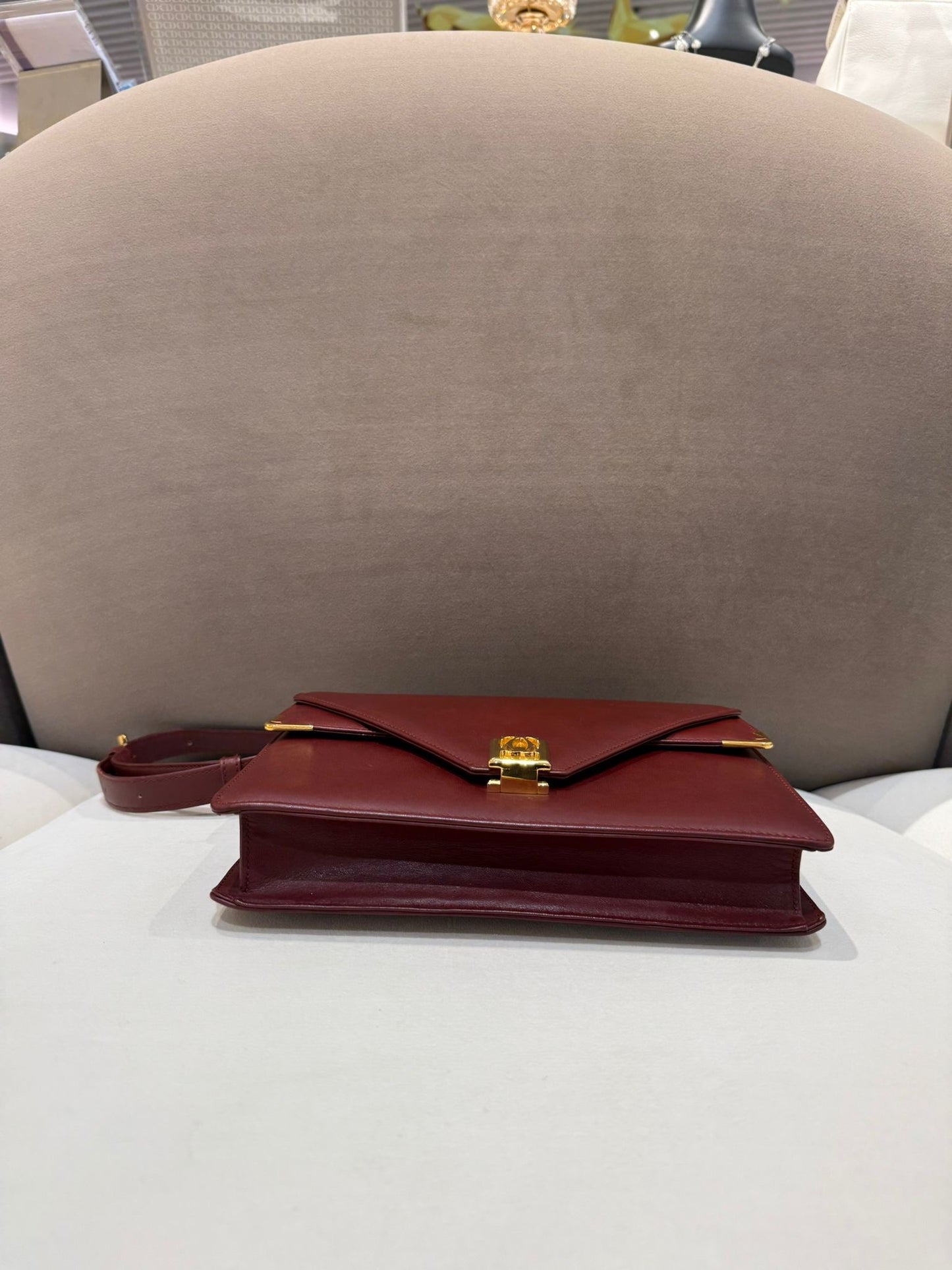 卡地亞復古 Must Line 酒紅色皮革單肩包