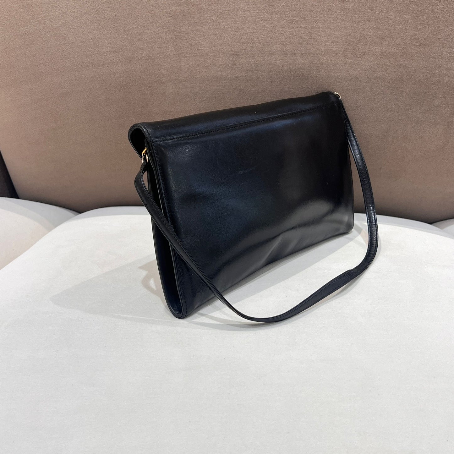 Givenchy Vintage Black Leather Envelope Shoulder Bag