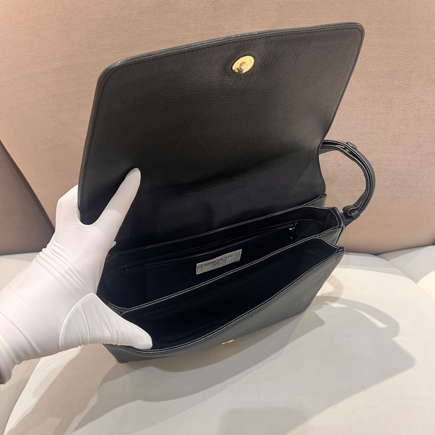 Givenchy Vintage Black Leather 4G Logo Slim Shoulder Bag