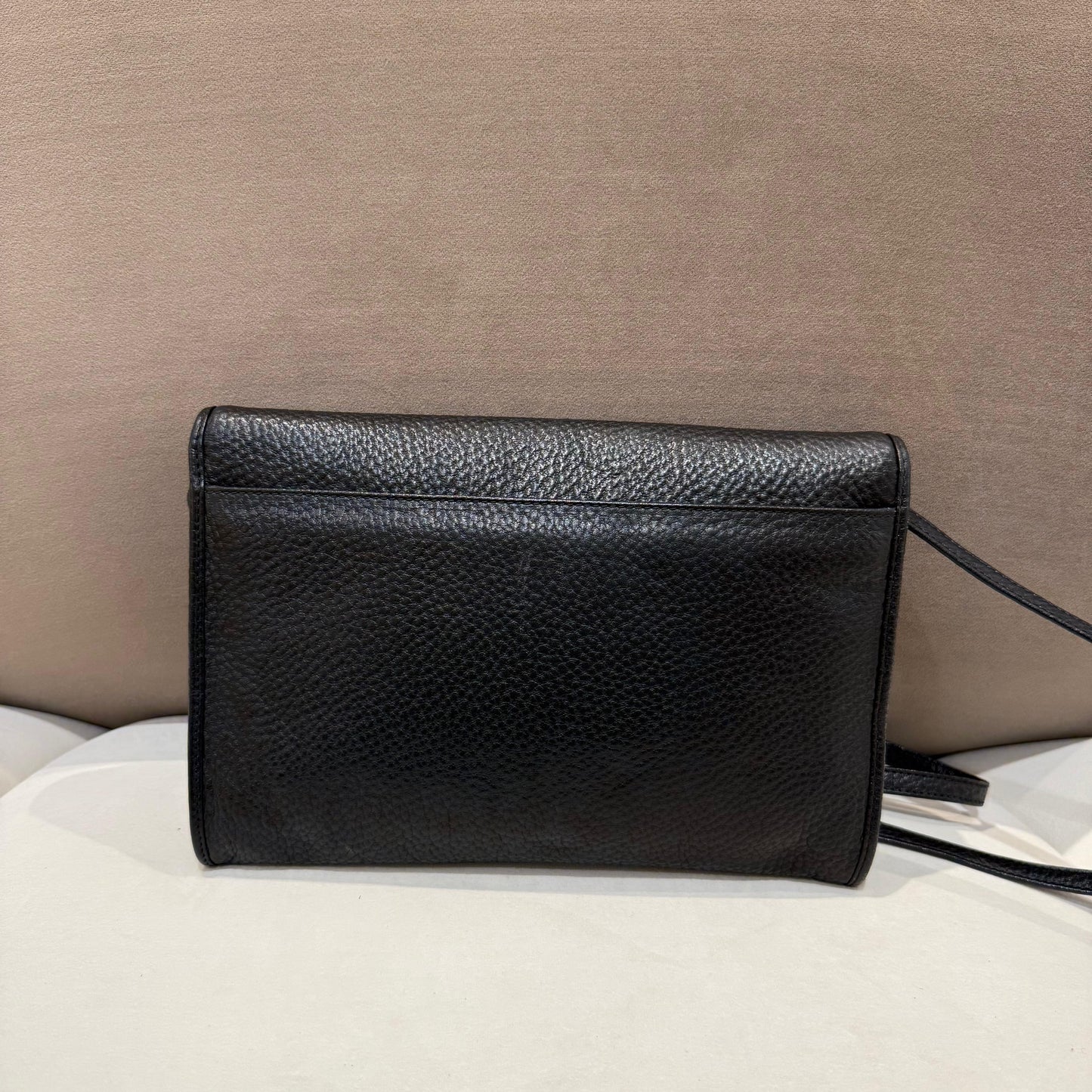 Valentino Garavani Vintage Black Leather V Logo Shoulder Bag
