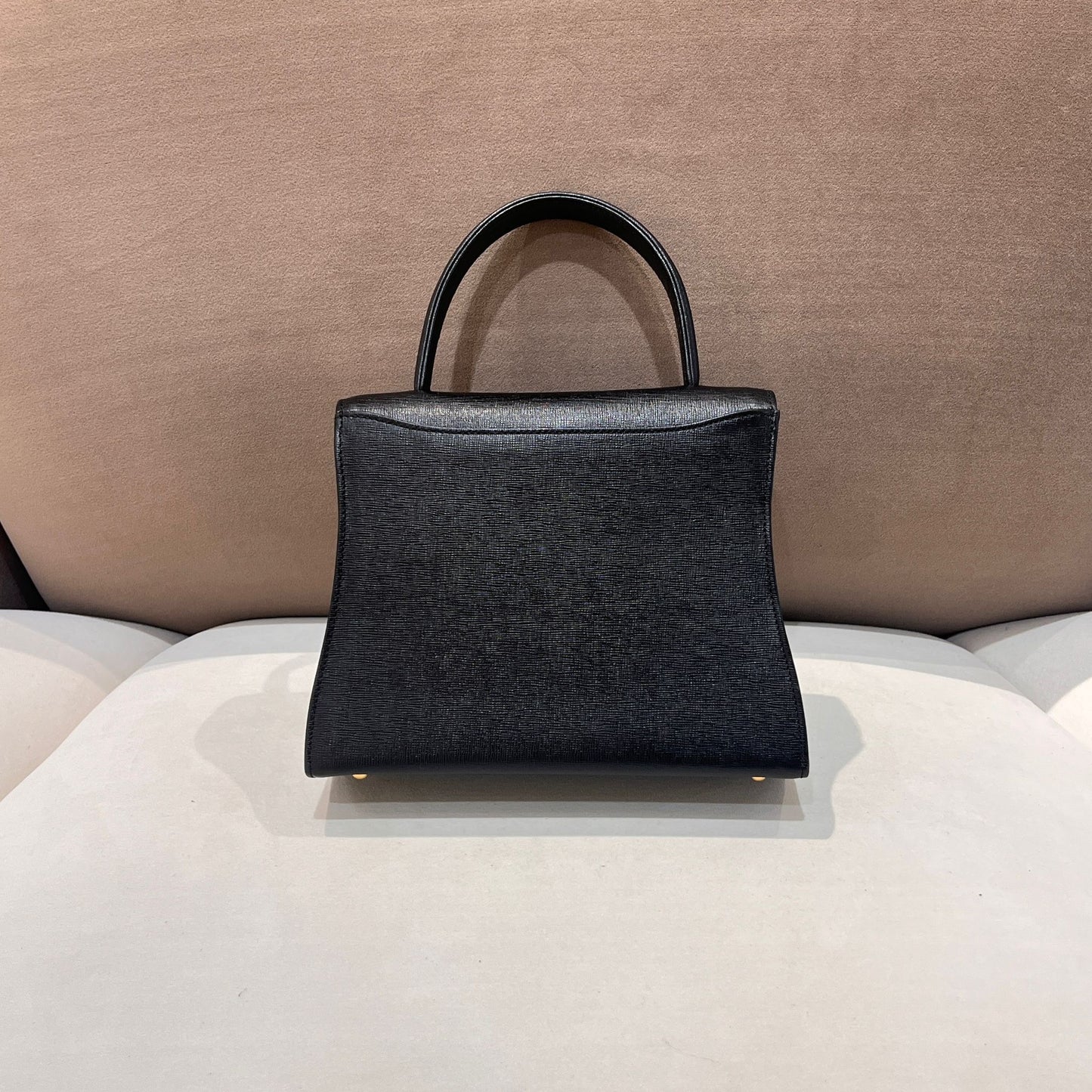 Givenchy Vintage Black Leather Turn Lock Top Handle Bag