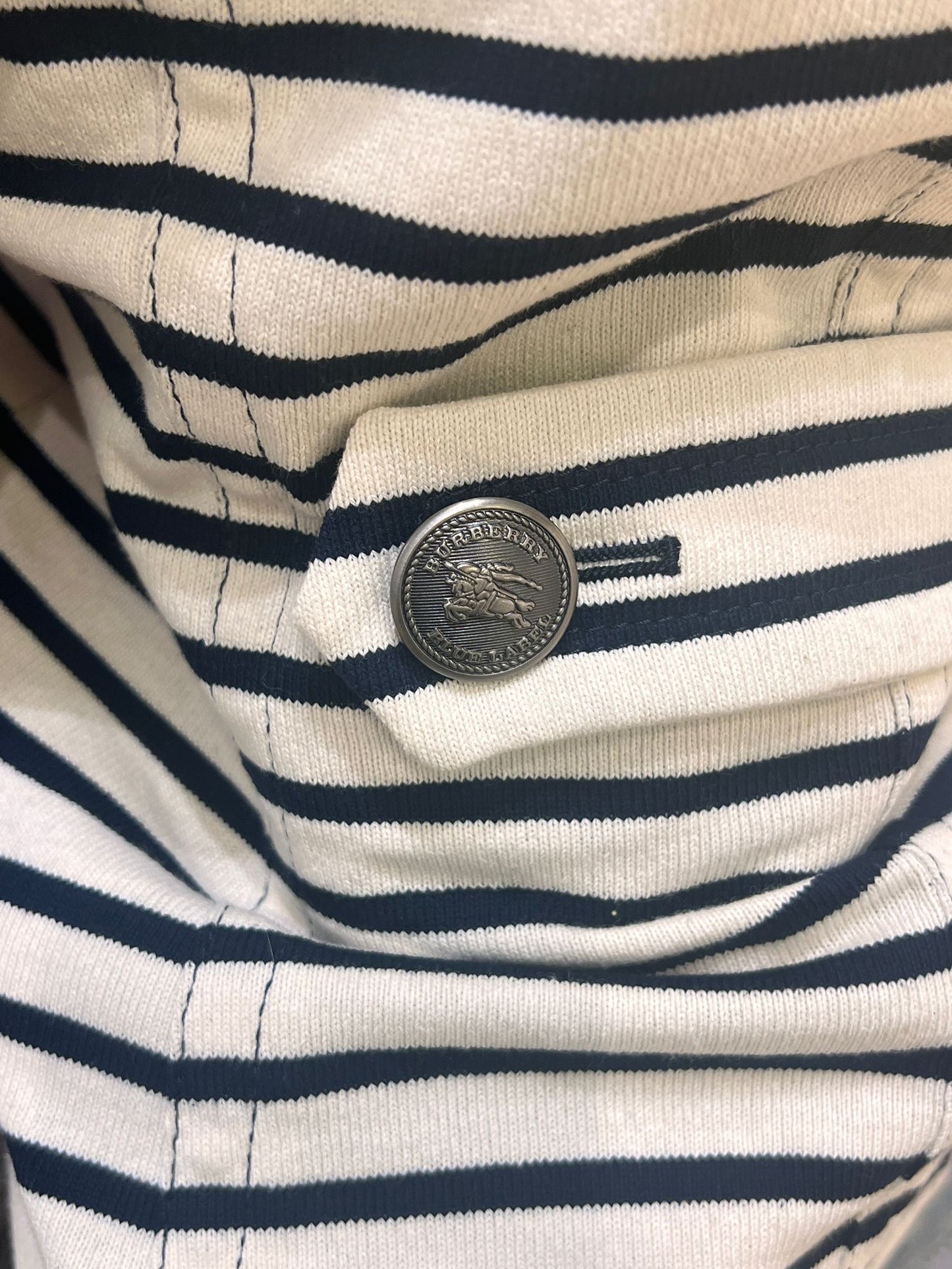 Burberry Blue Label Vintage Striped Double-Breasted Cotton Jacket