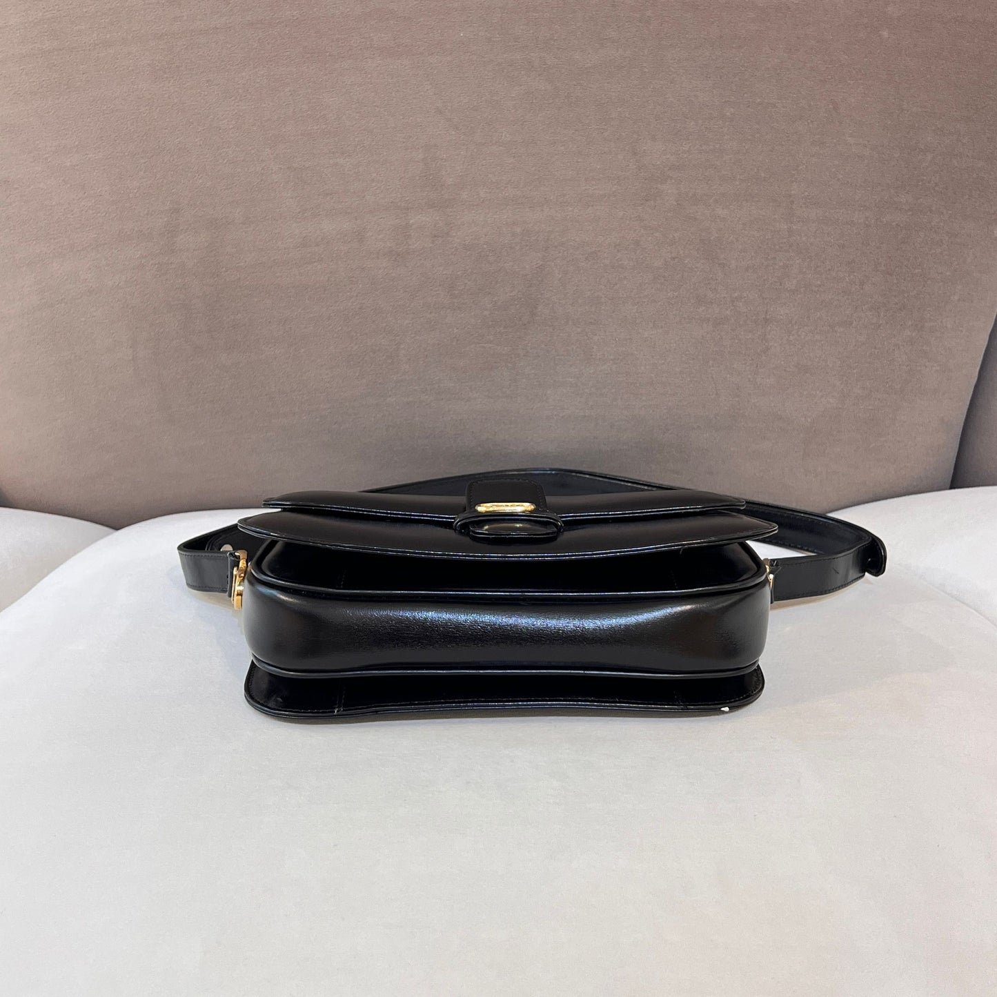 Celine Vintage Horse Carriage Black Leather Shoulder Bag