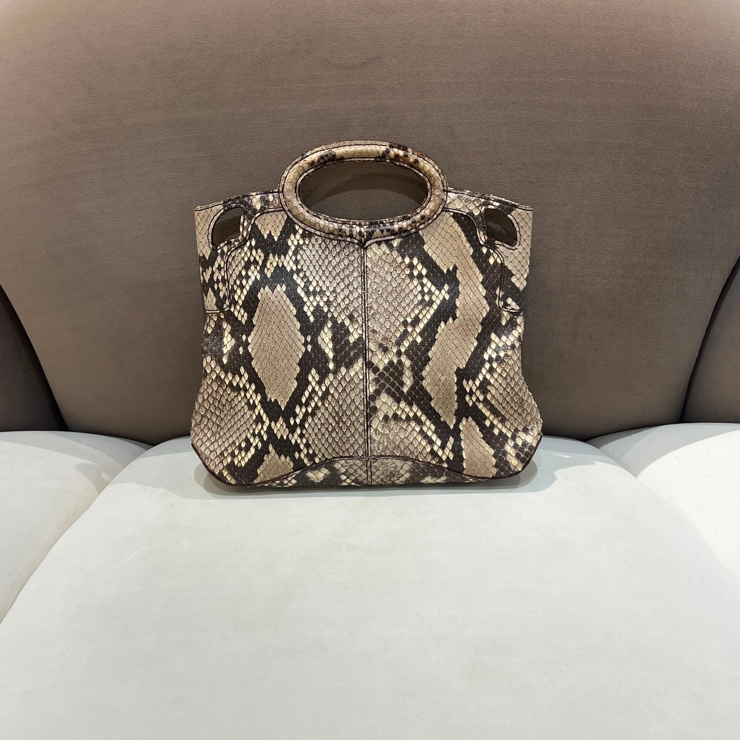 Cartier Marcello Vintage Python Leather Top Handle Handbag