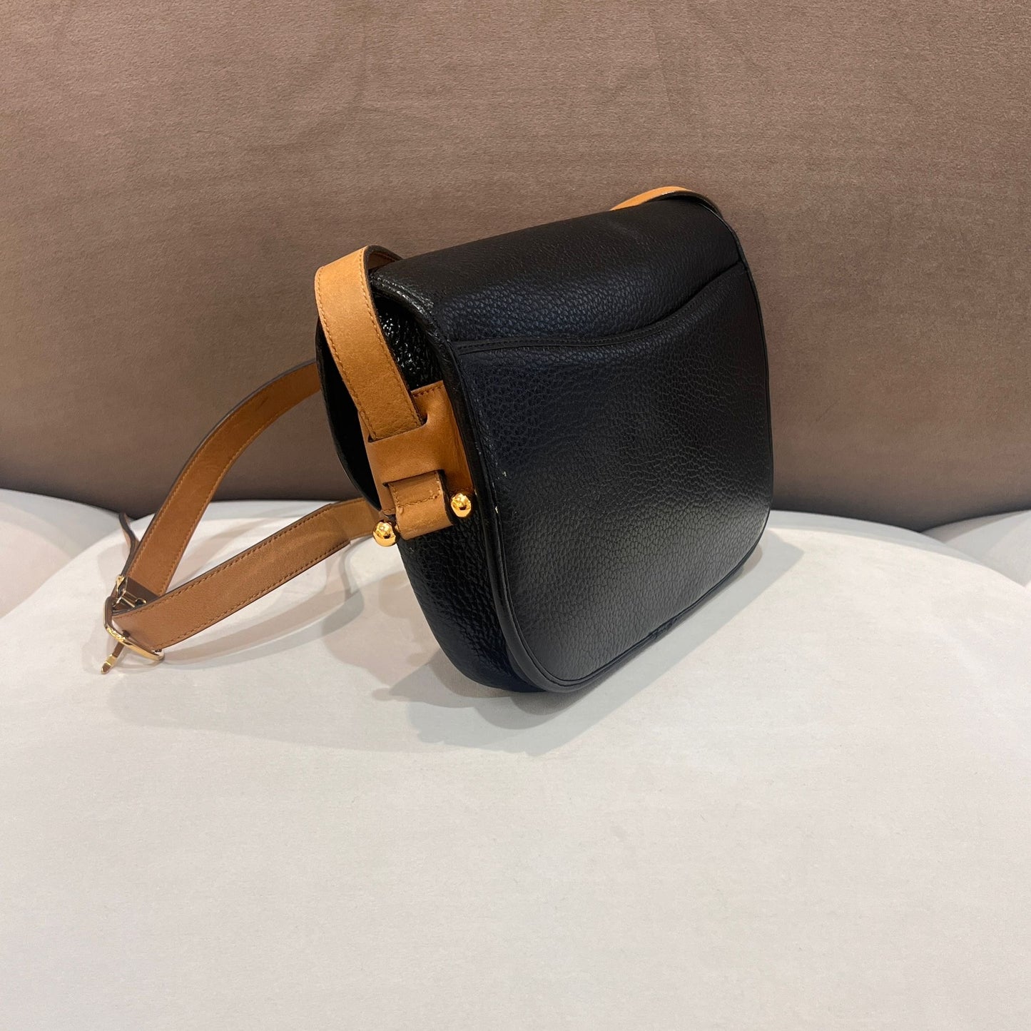 Christian Dior Vintage Black Grained Leather Logo Flap Shoulder Bag