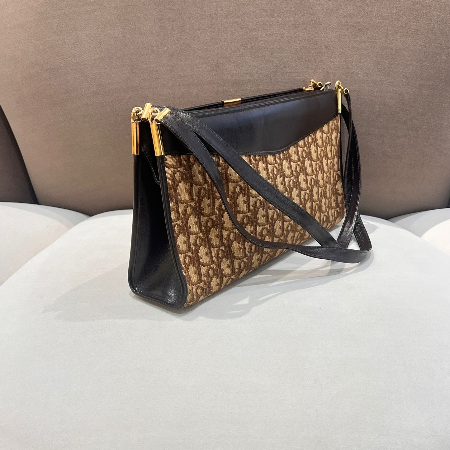 Christian Dior Vintage Trotter Monogram Canvas East-West Shoulder Bag