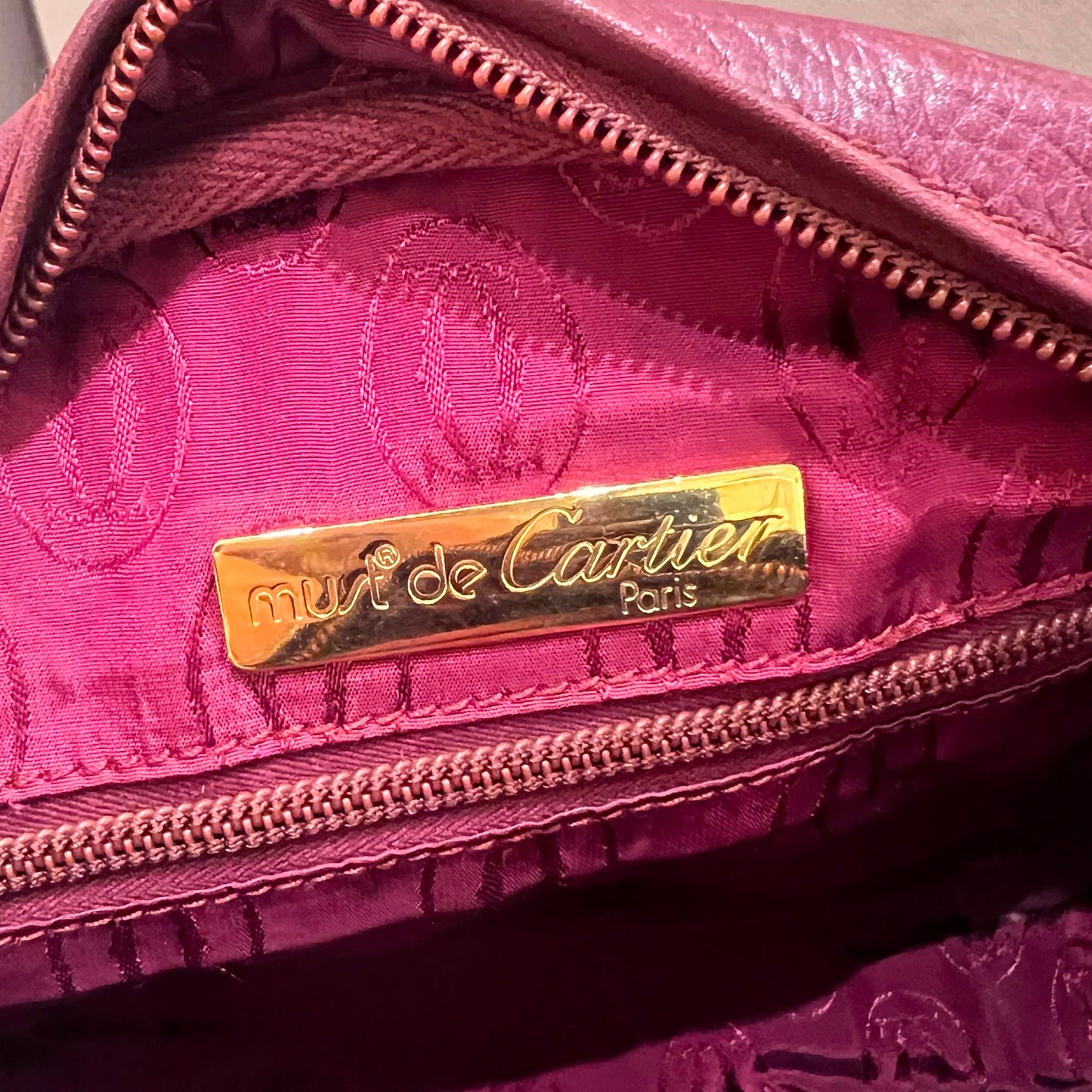 Cartier Vintage Bordeaux Leather Tassel Shoulder Bag With Pouch
