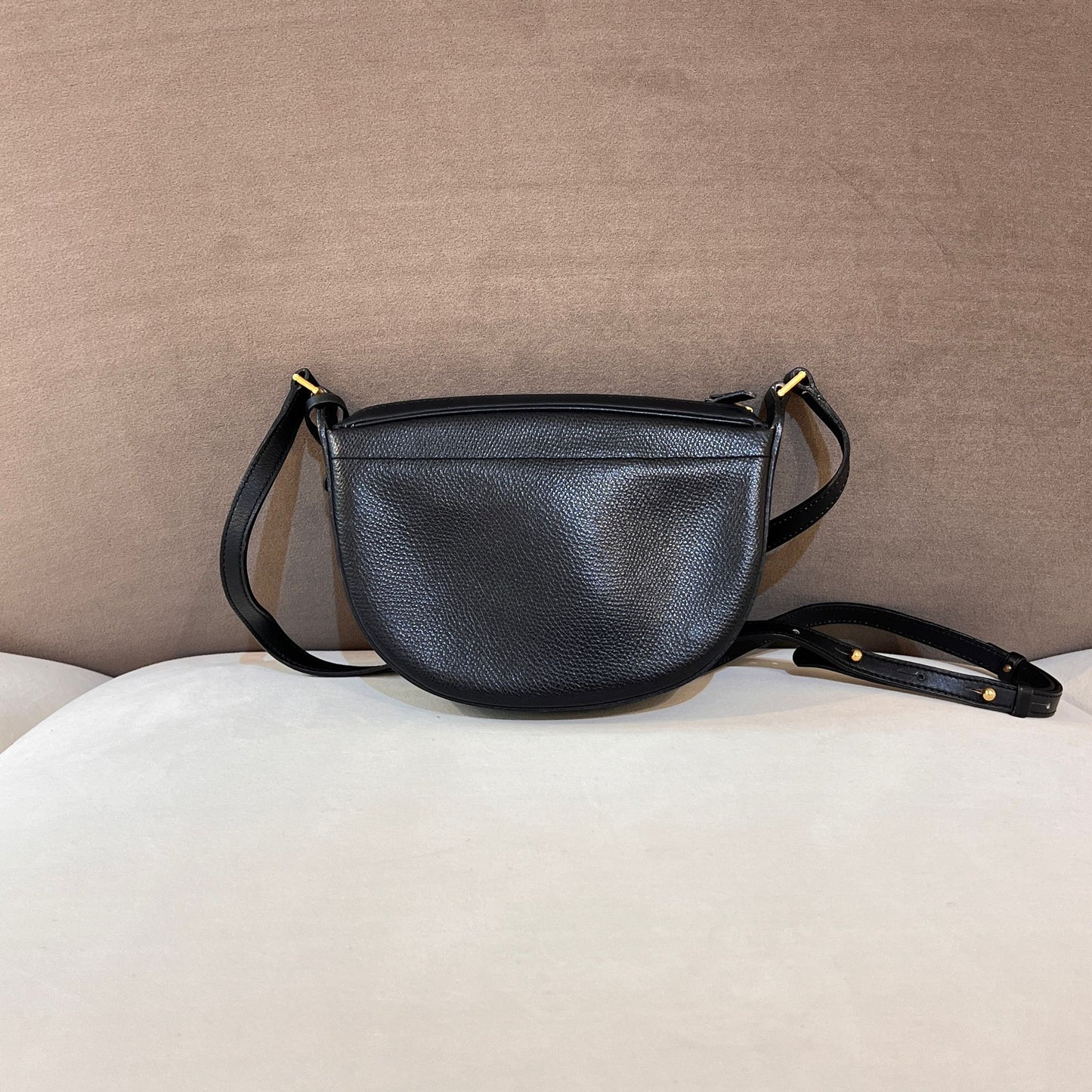 Delvaux Vintage Black Saddle Leather Shoulder Bag