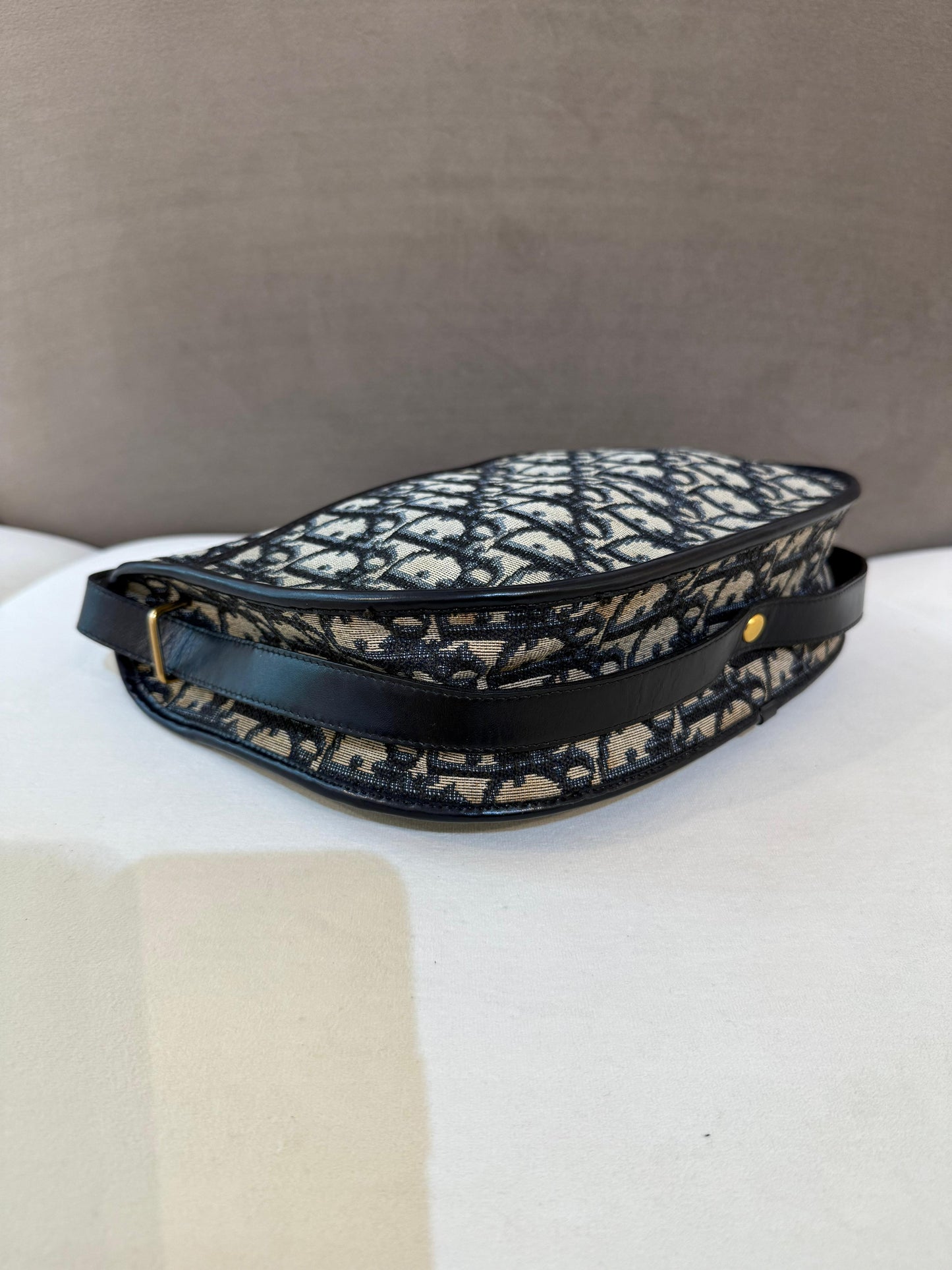 Christian Dior Vintage Trotter Monogram Navy Canvas Shoulder Bag