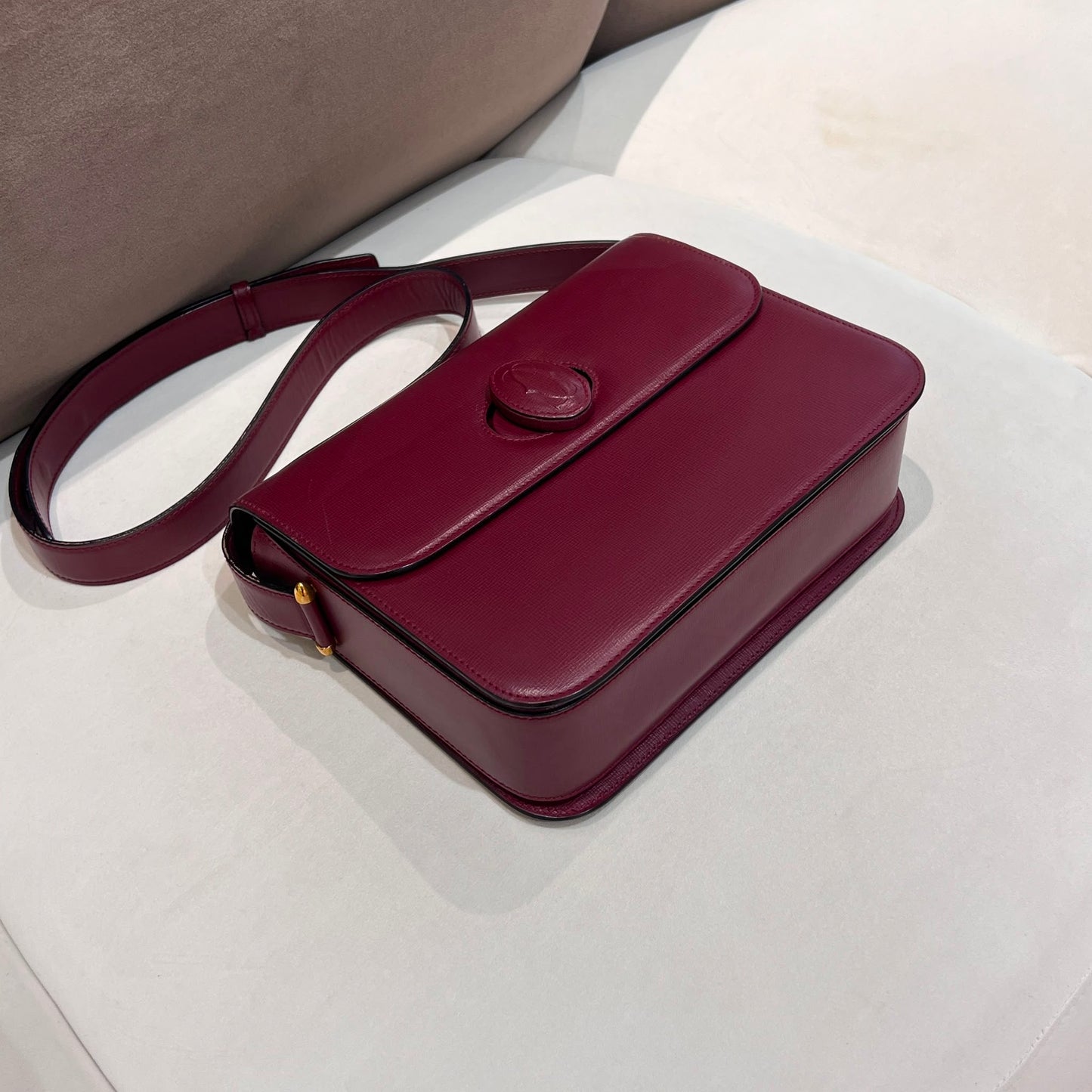 Cartier Vintage C De Cartier Bordeaux Leather Shoulder Bag