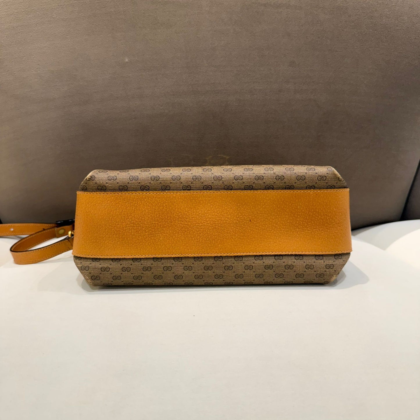 Gucci Vintage Micro Gg Canvas Beige Leather Shoulder Bag