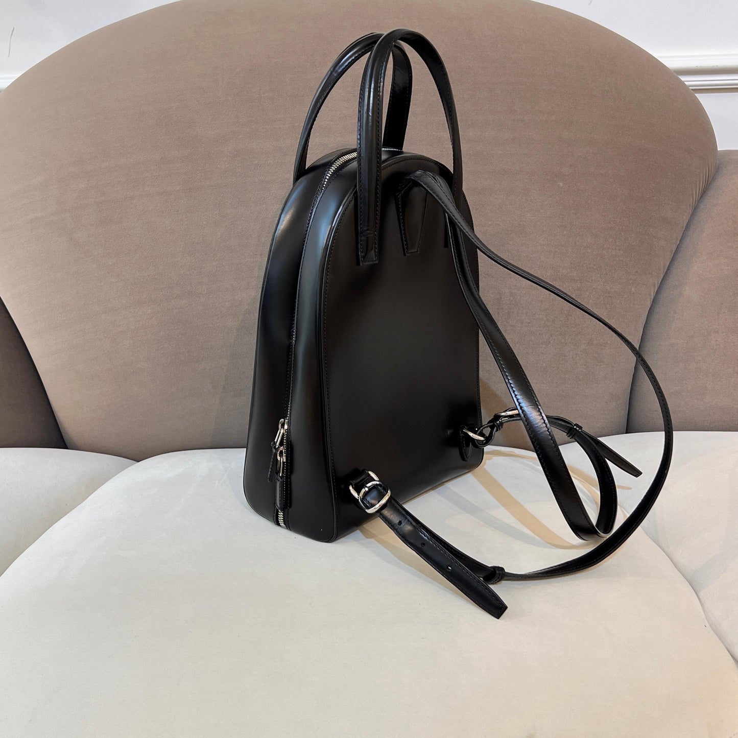 Cartier Vintage Panther Black Leather Backpack