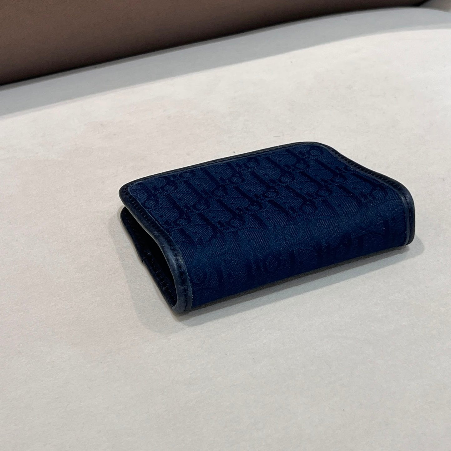 Christian Dior Vintage Trotter Oblique Kiss Lock Coin Purse Navy