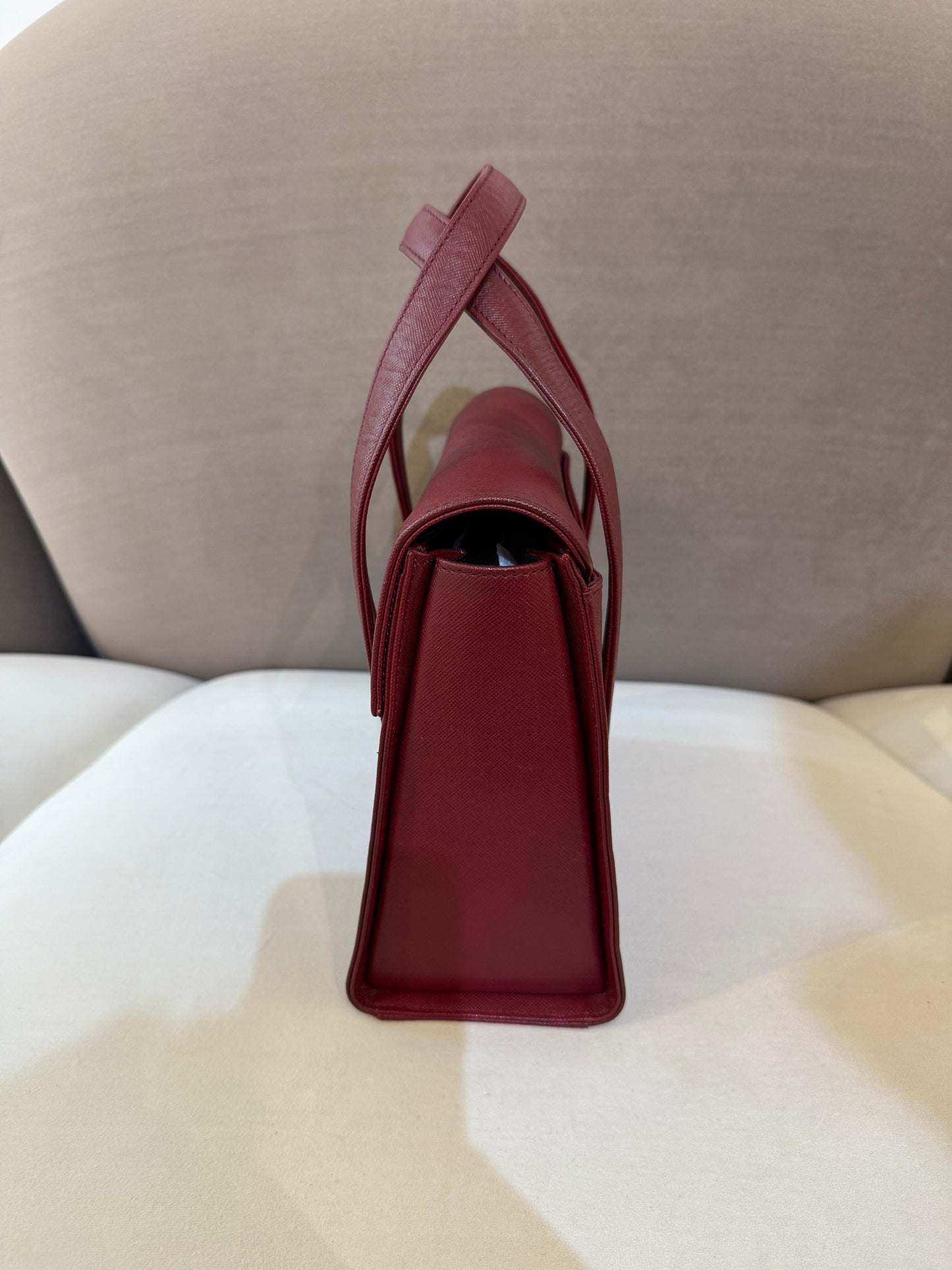 Givenchy Vintage Turn Lock Bordeaux Red Leather Handbag