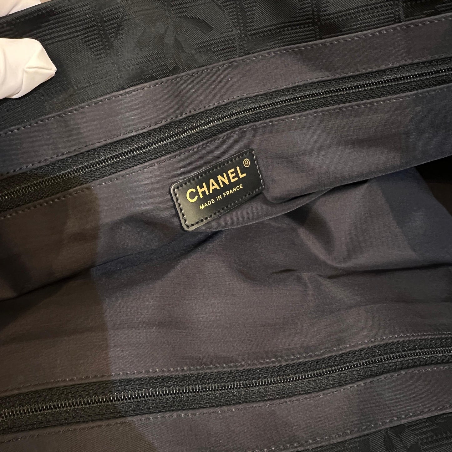 Chanel Vintage New Travel Line Black Nylon Tote Bag