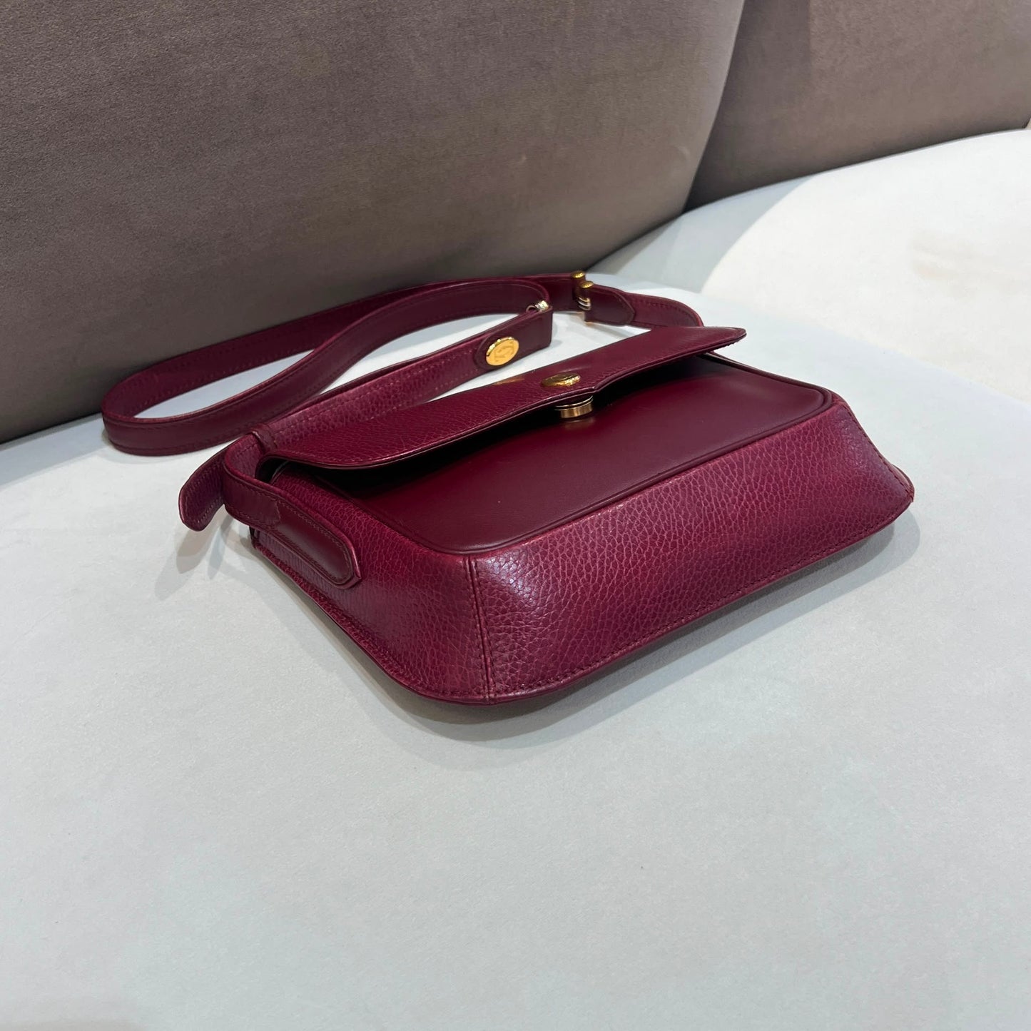 Cartier Vintage Bordeaux Leather Shoulder Bag
