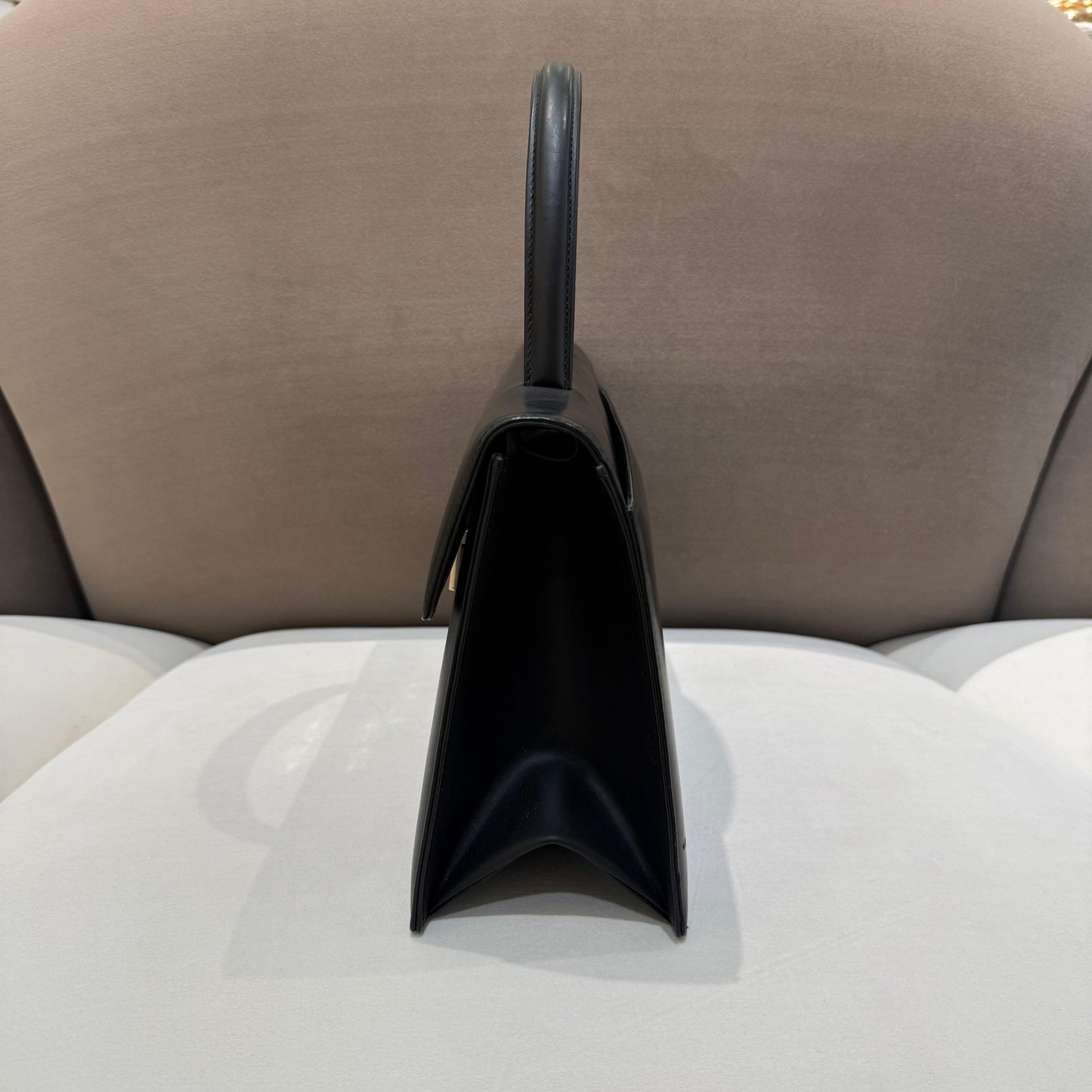 Givenchy Vintage Black Leather 4G Metal Clasp Structured Top Handle Bag