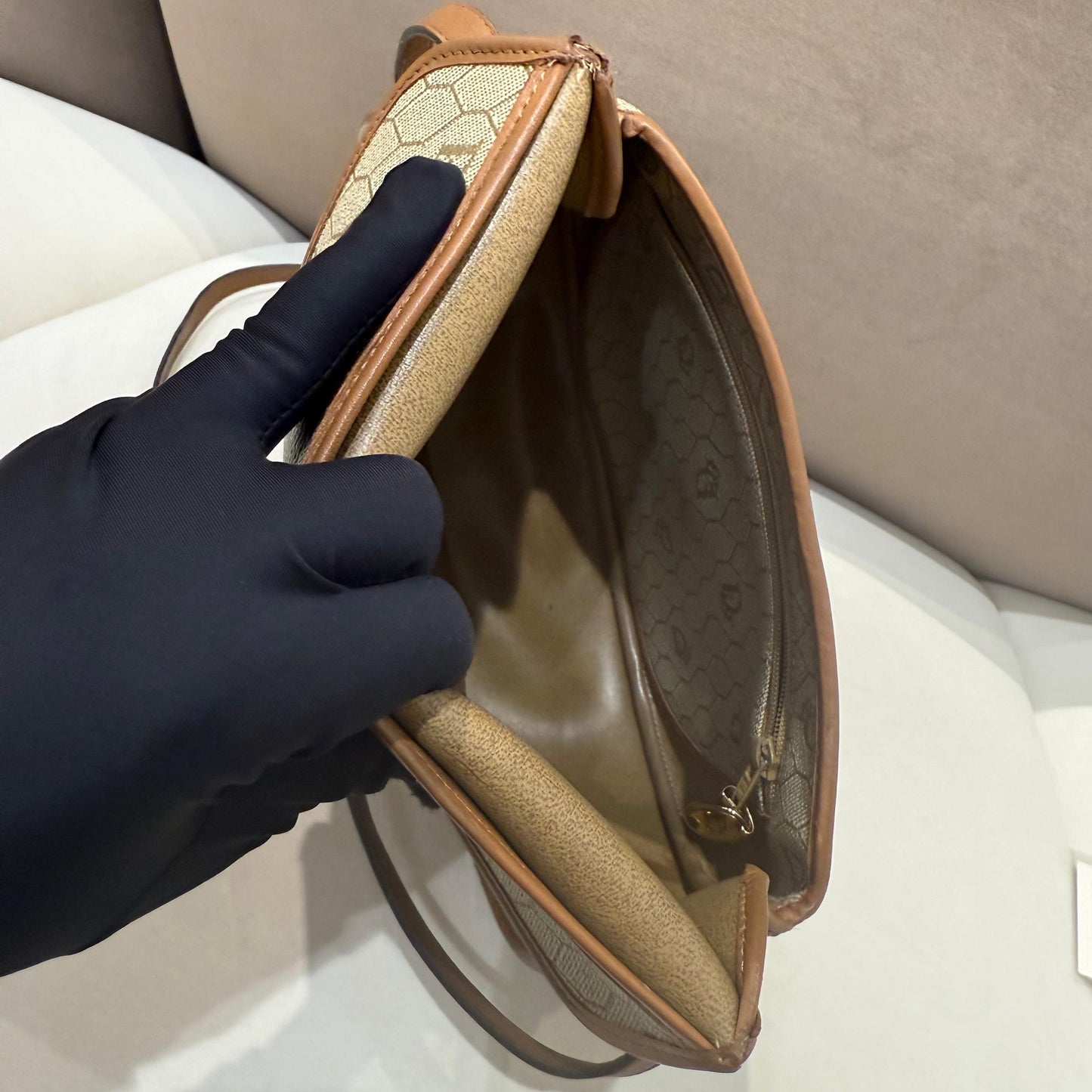 Christian Dior Vintage Brown Monogram Pvc Saddle Shoulder Bag