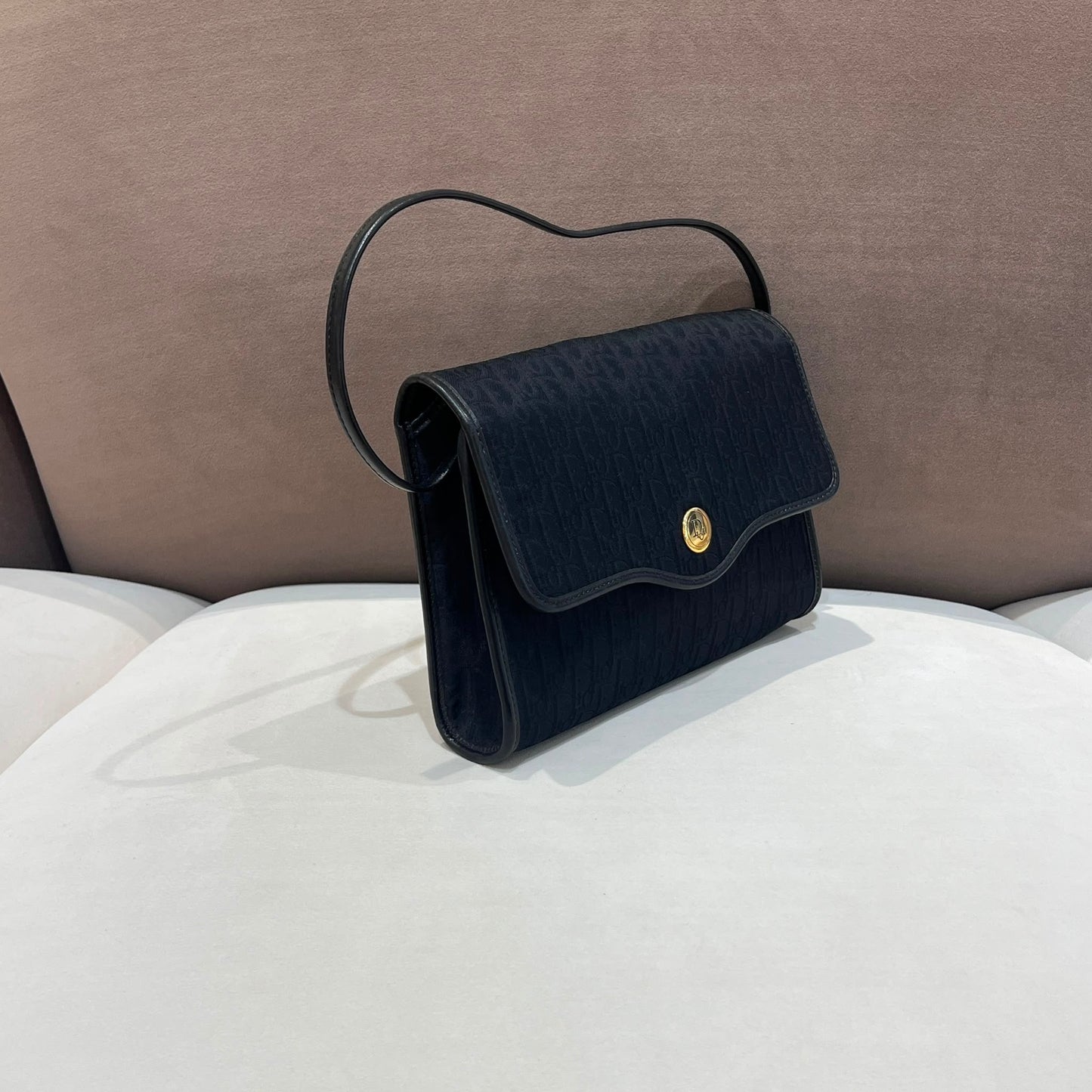 Christian Dior Vintage Black Trotter Jacquard Shoulder Bag
