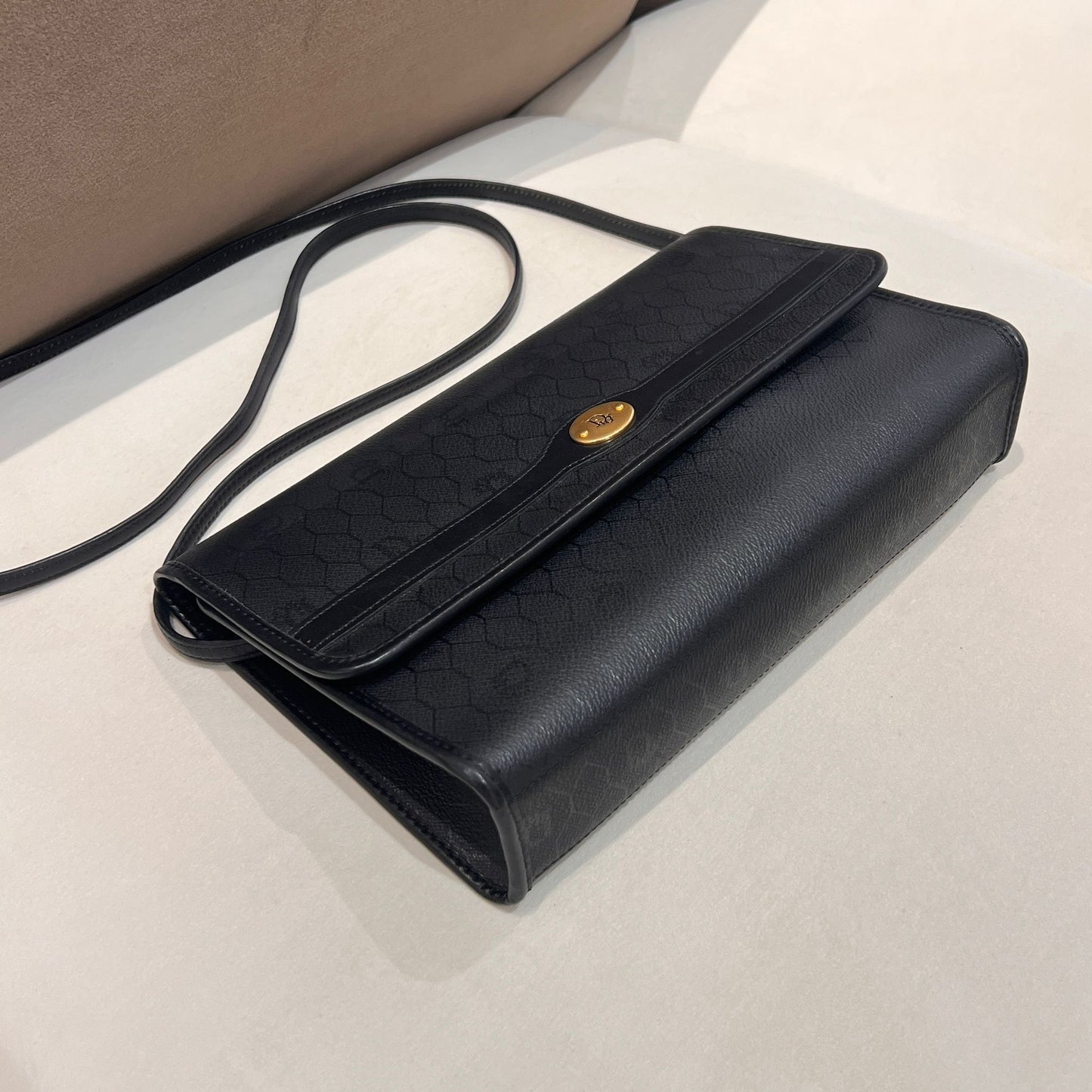 Christian Dior Vintage Honeycomb Black Shoulder Bag