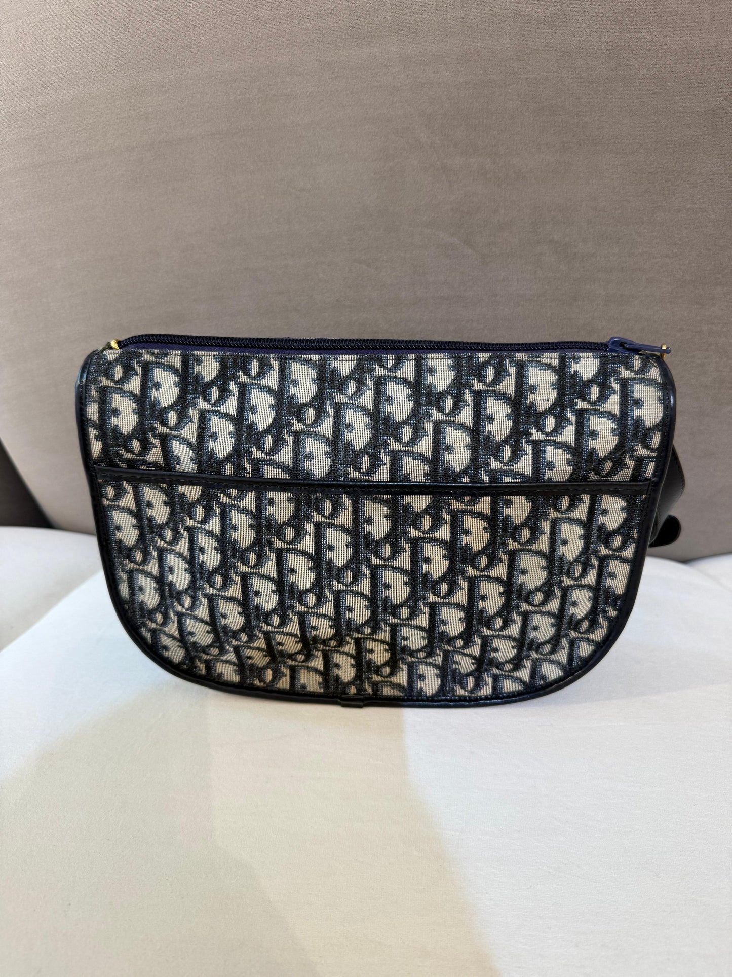 Christian Dior Vintage Trotter Monogram Navy Canvas Shoulder Bag