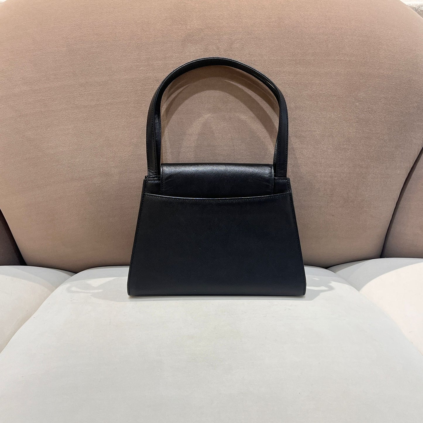 Givenchy Vintage Turn Lock Black Leather Handbag