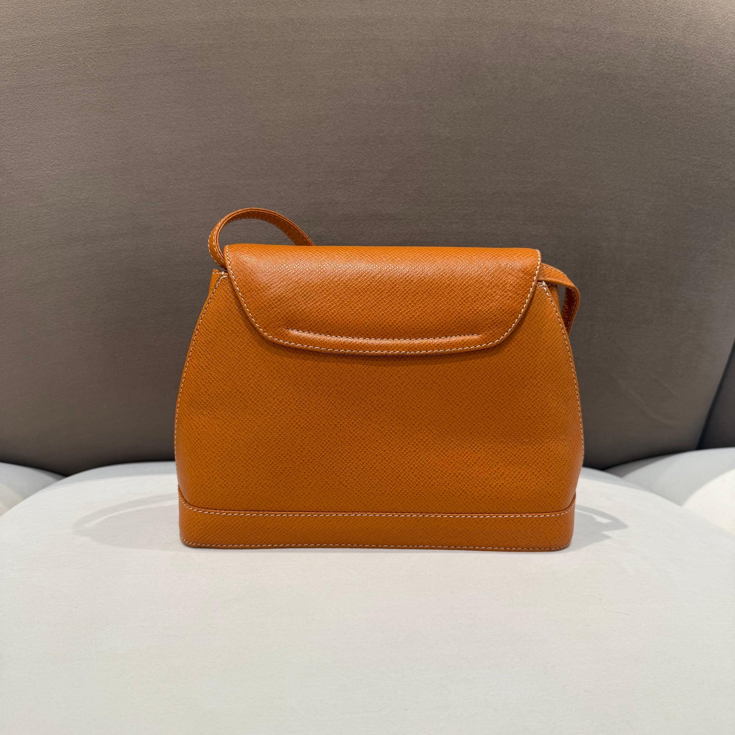 Valentino Garavani Vintage V Logo Brown Leather Shoulder Bag