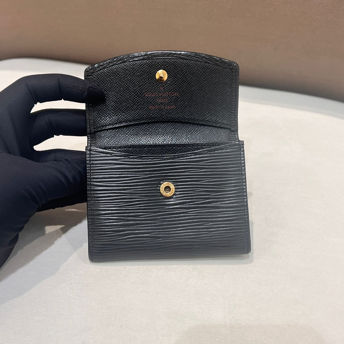 Louis Vuitton Vintage Epi Leather Black Flap Card Holder Wallet