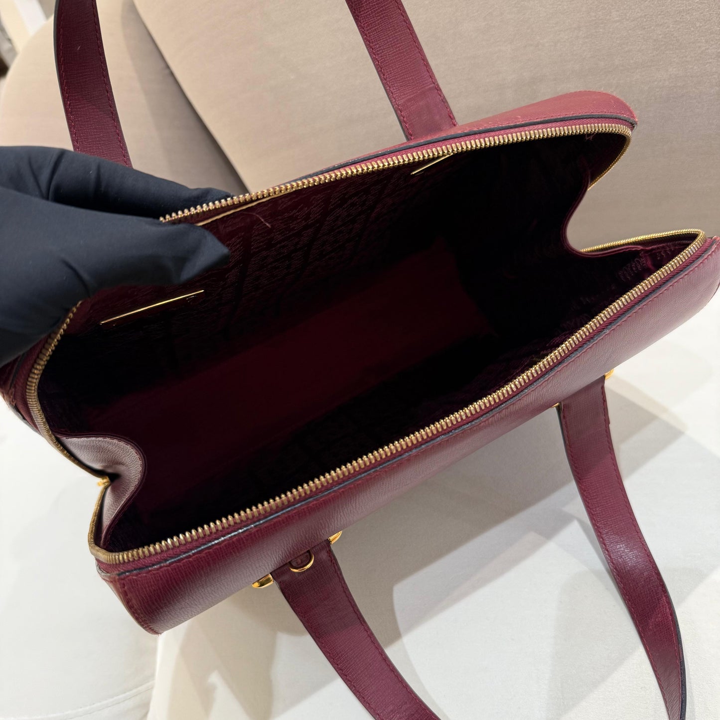 Cartier Vintage Bordeaux Leather 2-Way Top Handle Bag