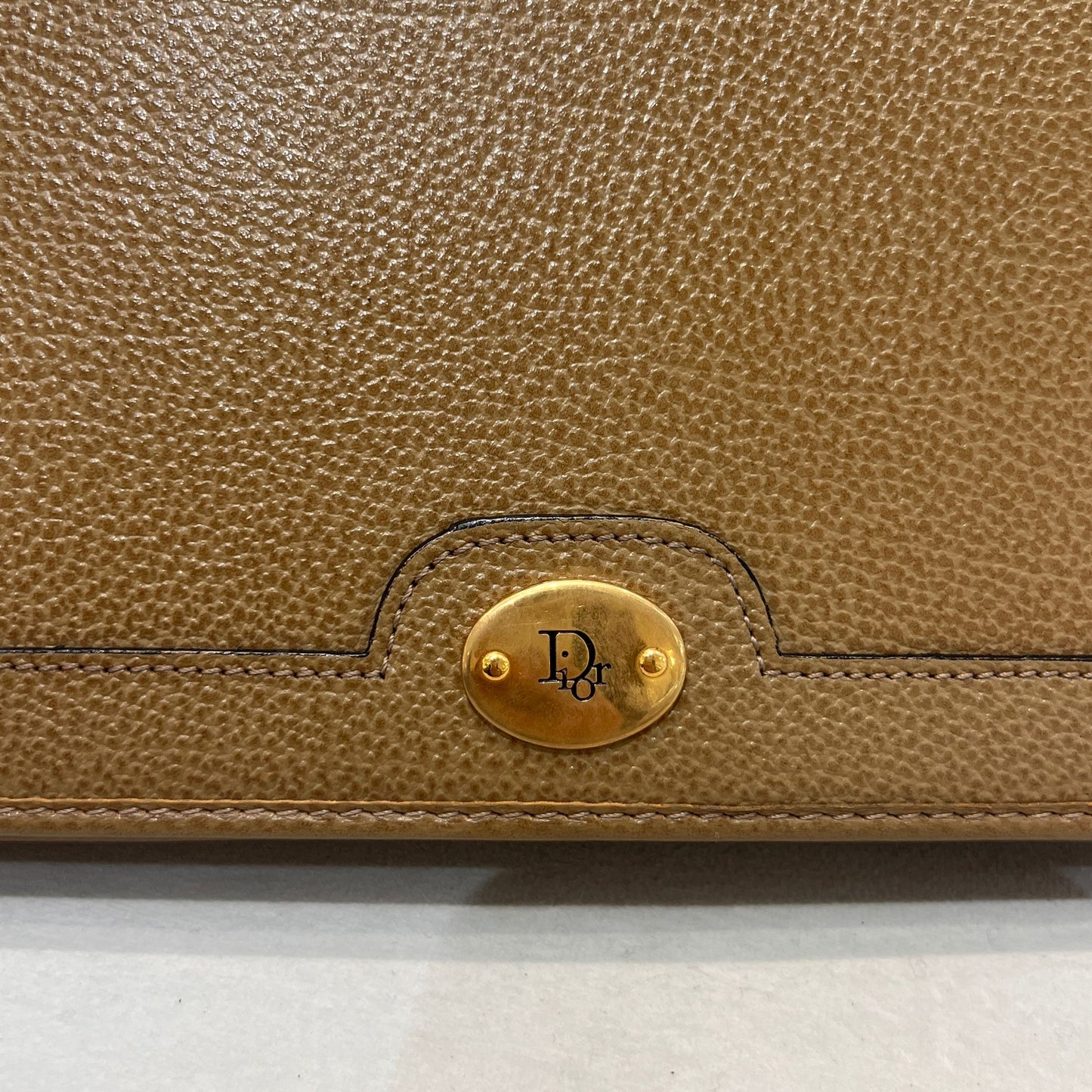 Christian Dior Vintage Beige Leather Chain Shoulder Bag