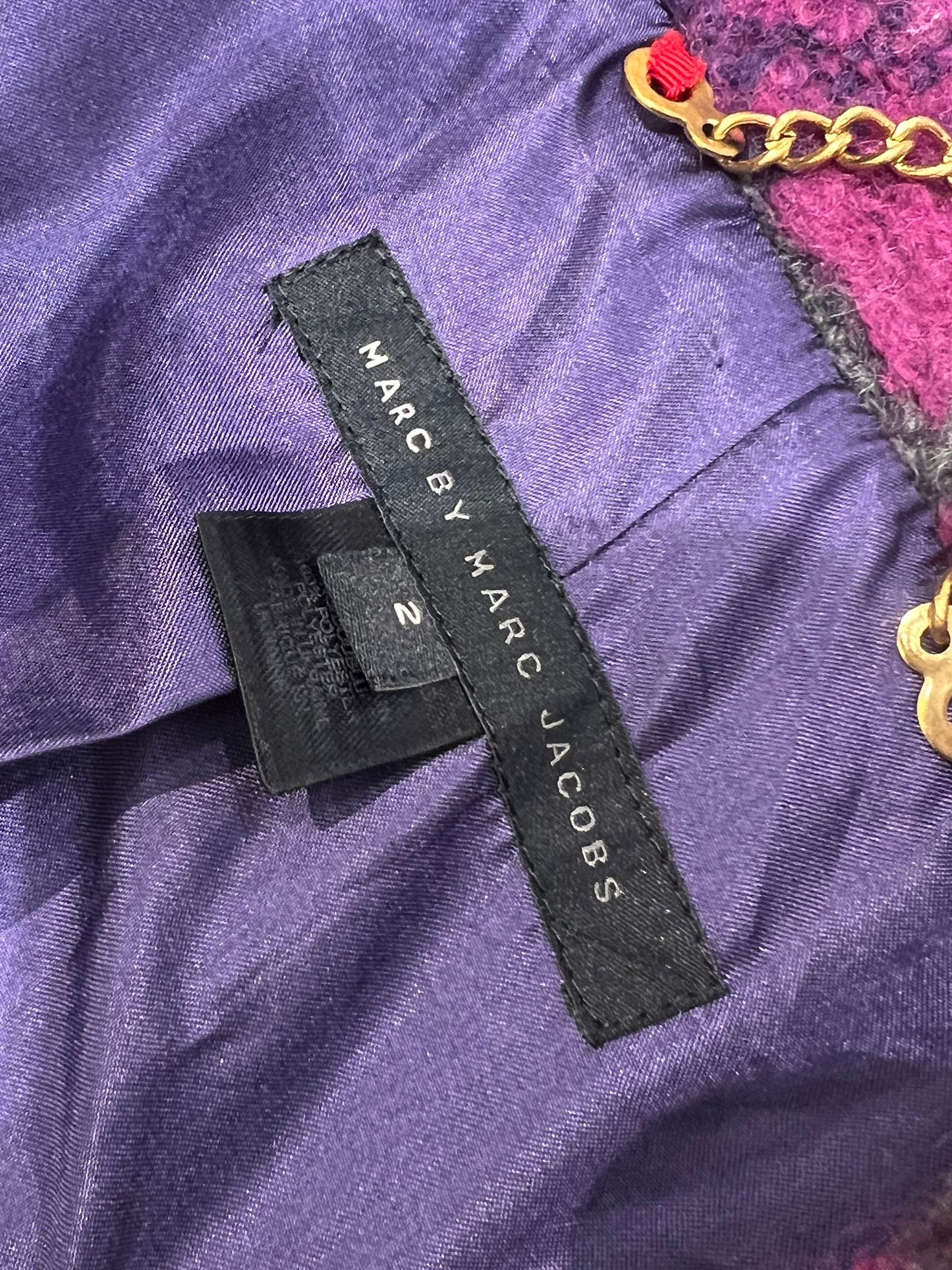 Marc by Marc Jacobs Purple Plaid Wool Coat