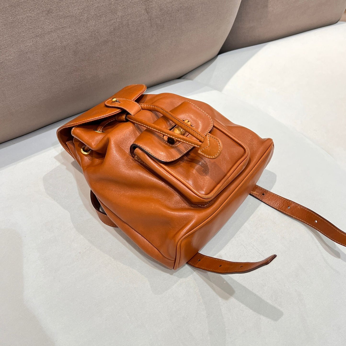 Gucci Vintage Mini Bamboo Leather Backpack