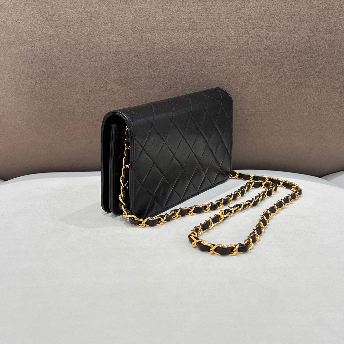 Chanel Vintage 3-Series Matelassé Black Shoulder Bag With 24K Cc Logo