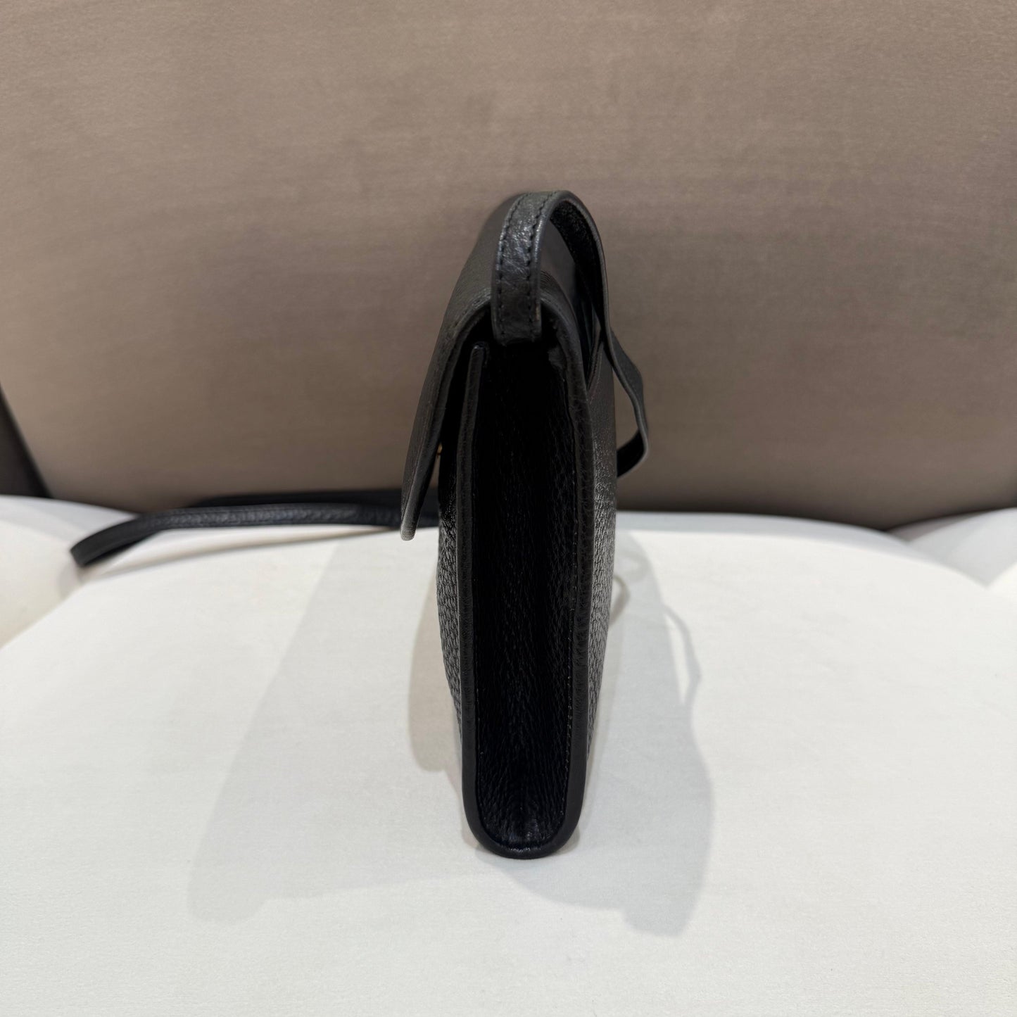 Valentino Garavani Vintage Black Leather V Logo Shoulder Bag