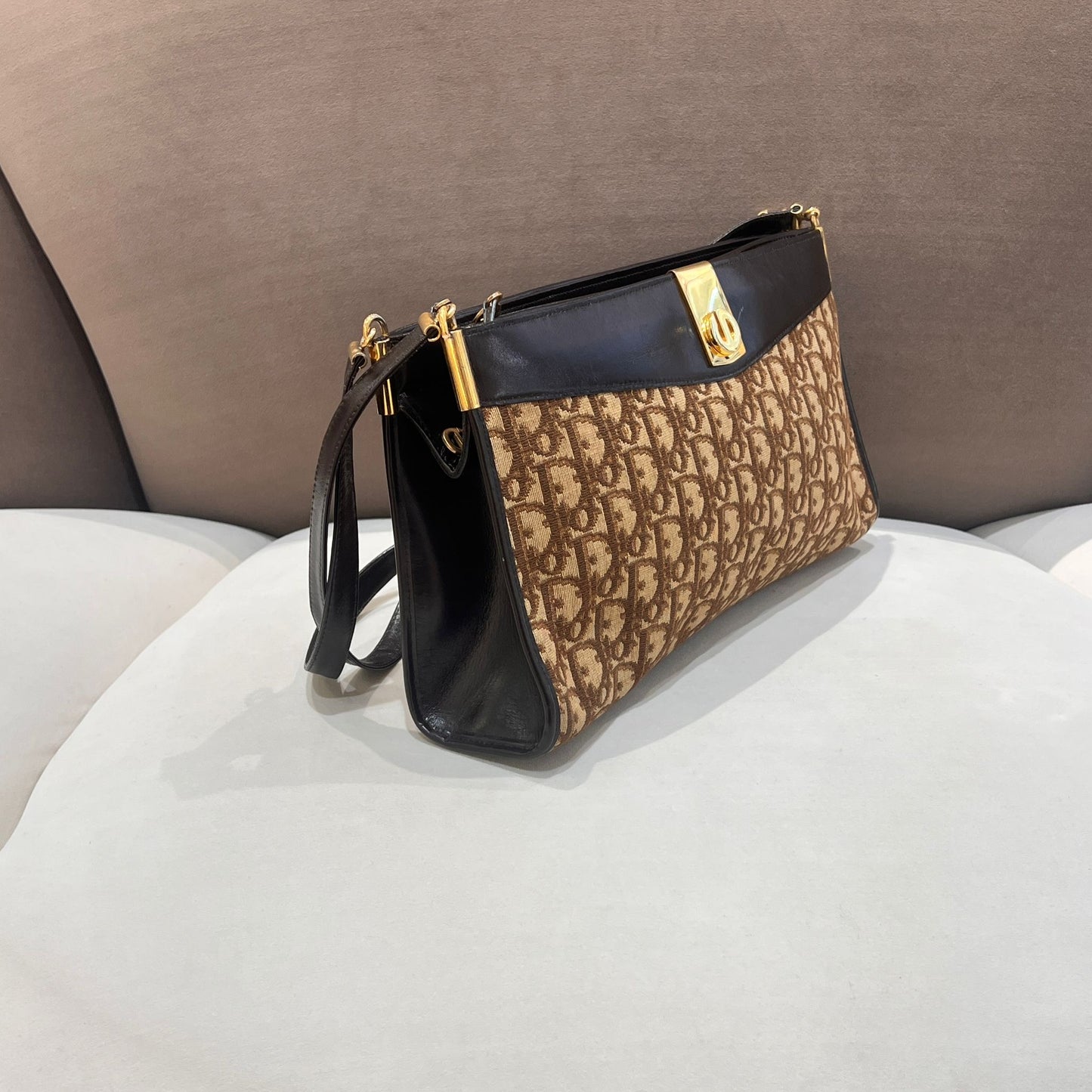 Christian Dior Vintage Trotter Monogram Canvas East-West Shoulder Bag