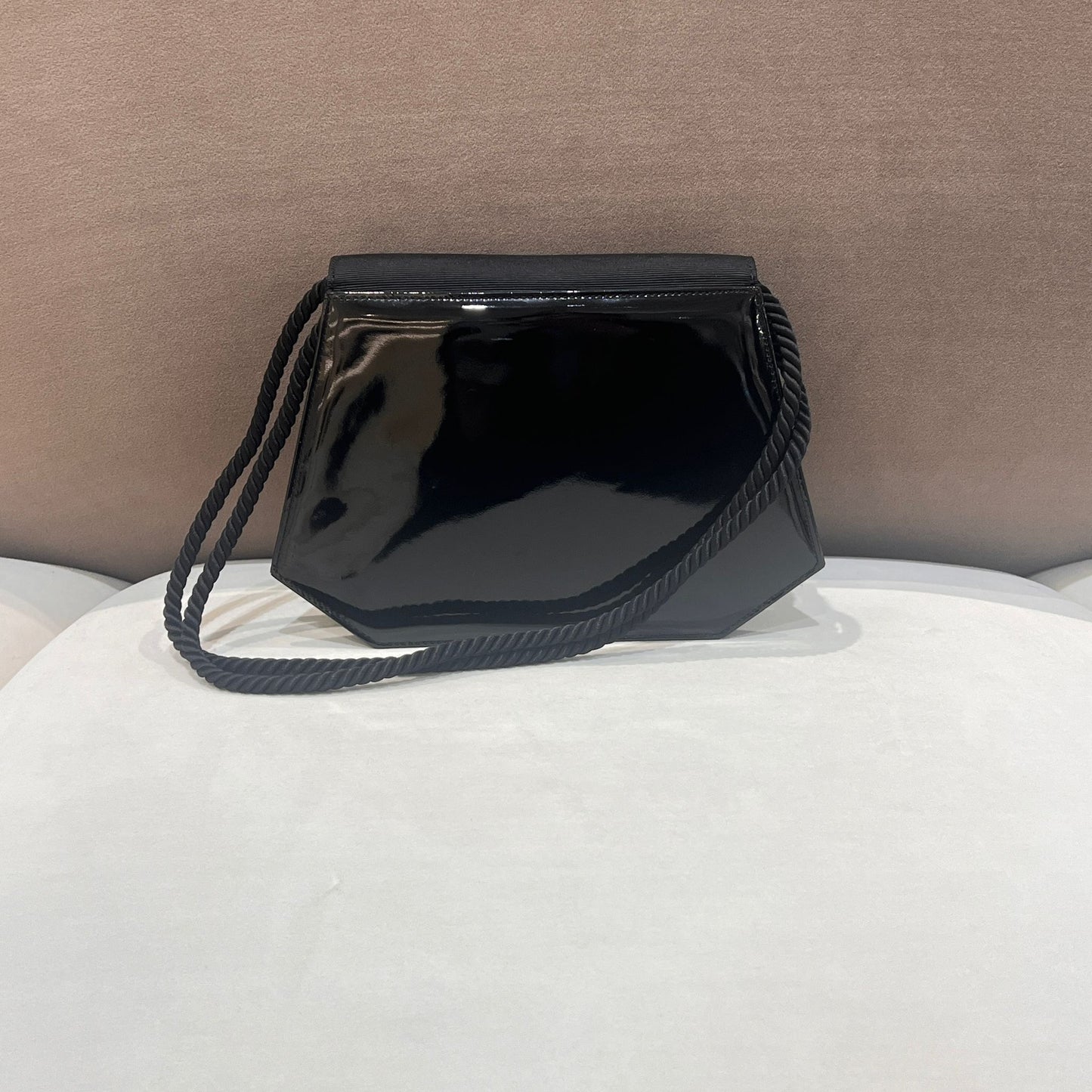 Vintage Geometric Leather Black Triangular Flap Shoulder Bag