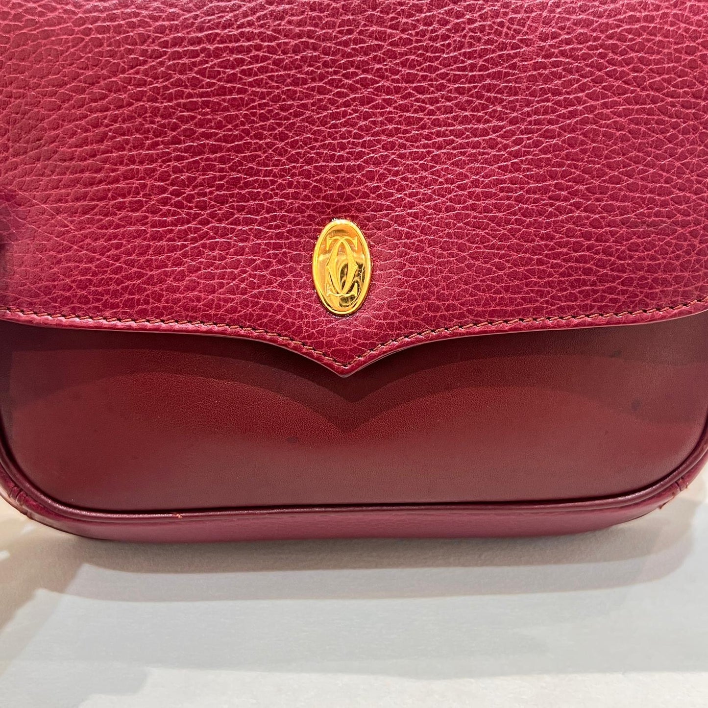 Cartier Vintage Burgundy Leather Must De Cartier Shoulder Bag