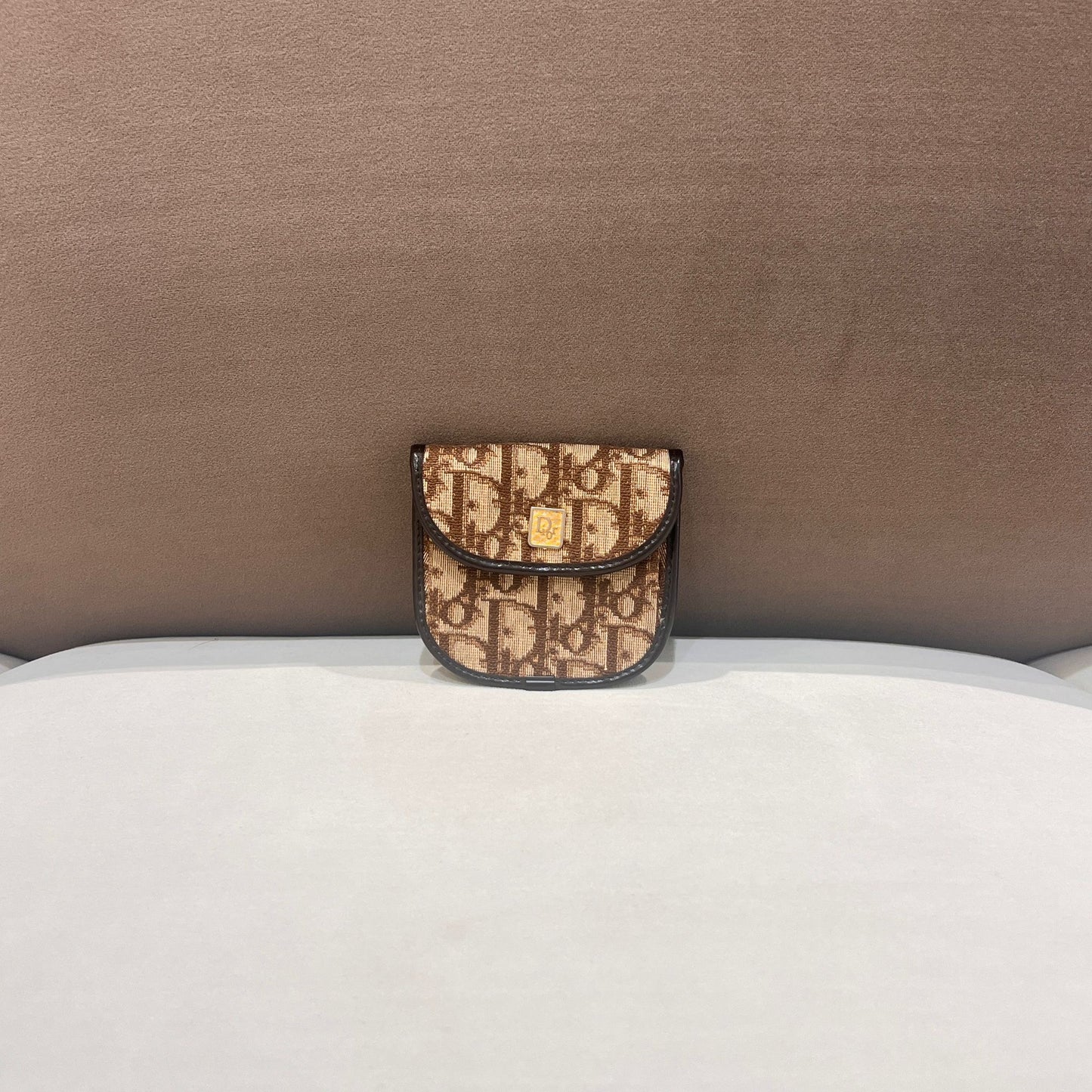 Christian Dior Vintage Trotter Monogram Canvas Brown Coin Case Wallet
