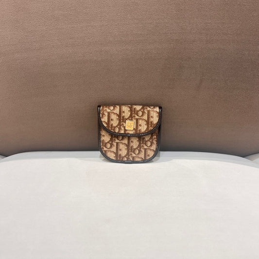 Christian Dior Vintage Trotter Monogram Canvas Brown Coin Case Wallet