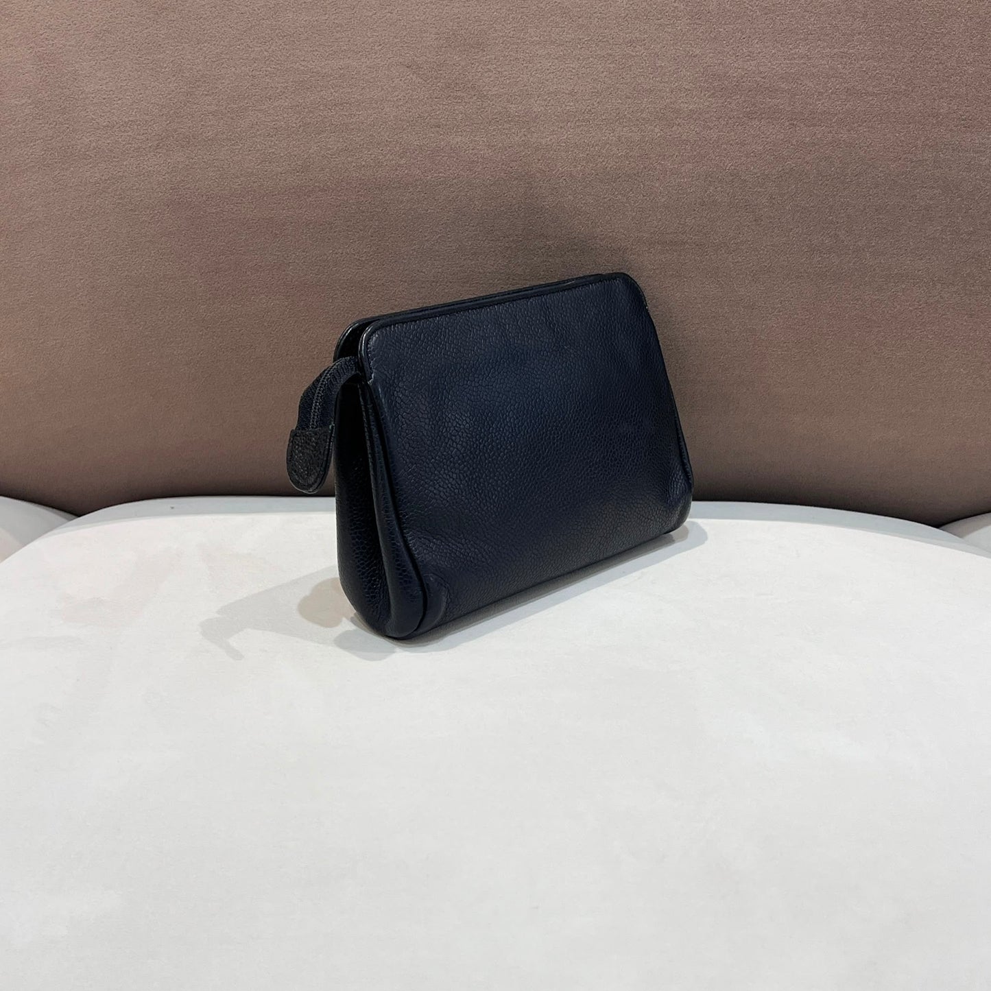 Chanel Vintage Black Caviar Leather Cc Zip Pouch