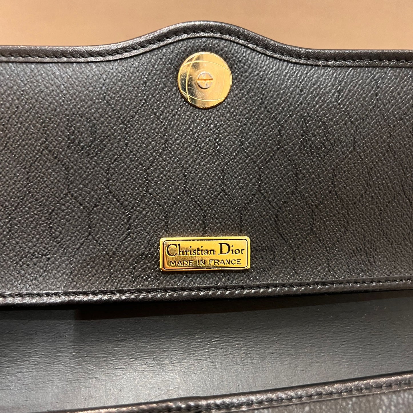 Christian Dior Vintage Black Honeycomb Leather Chain Shoulder Bag