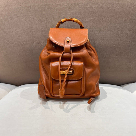 Gucci Vintage Mini Bamboo Leather Backpack