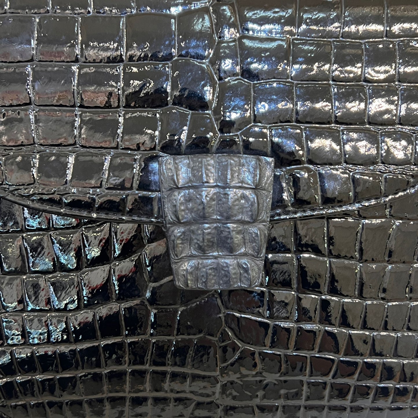 Yves Saint Laurent Vintage Crocodile-Embossed Black Shoulder Bag