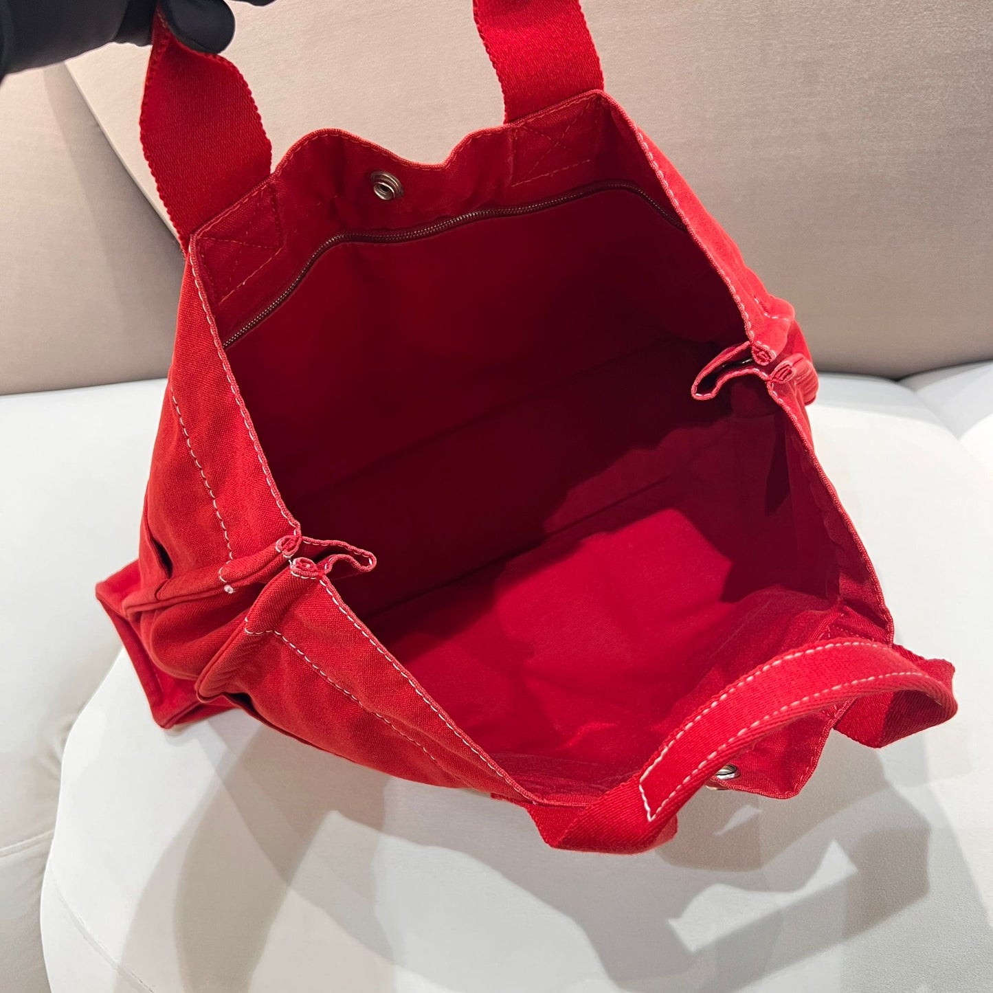 Hermes Deauville Mm Red Canvas Tote Bag