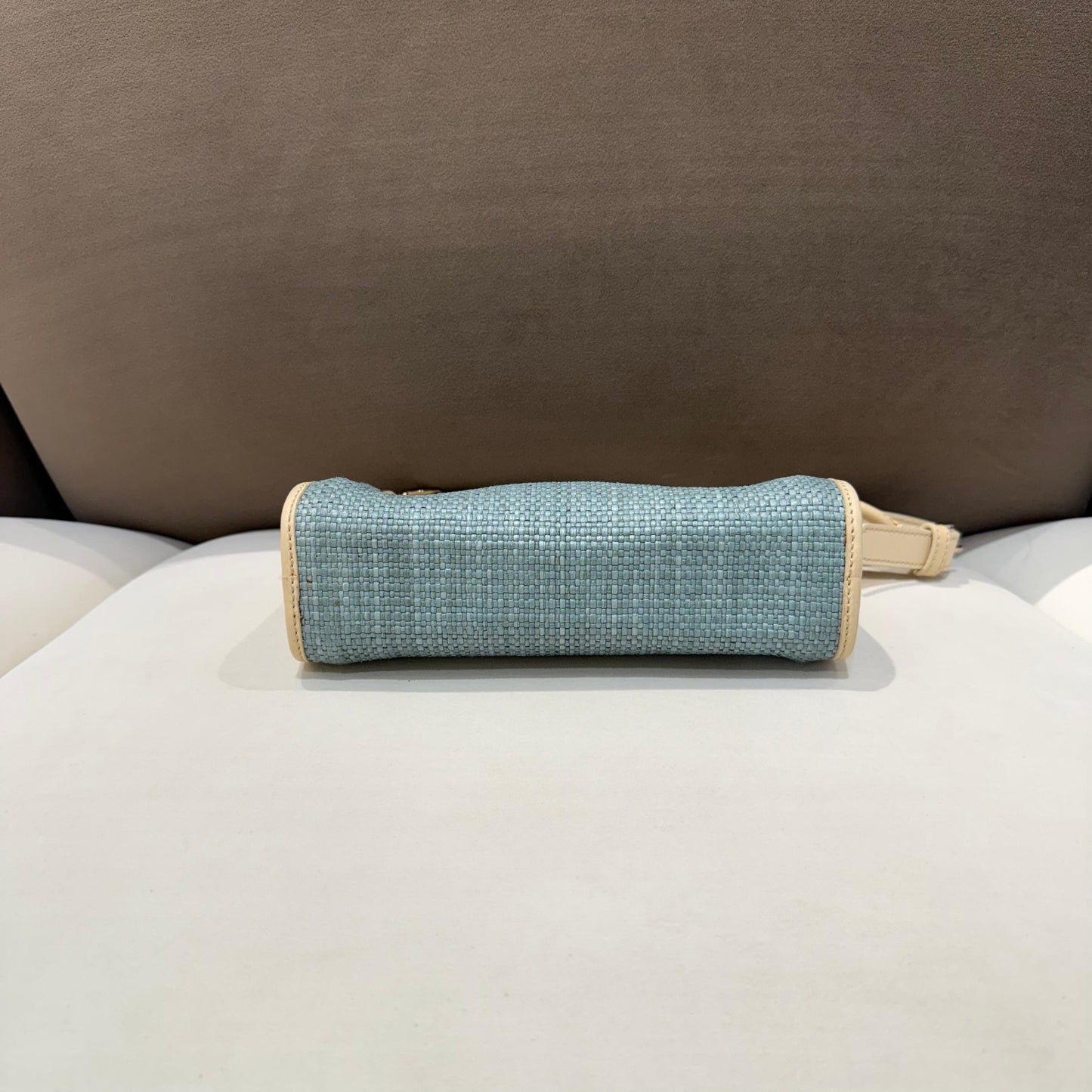 Celine Vintage Light Blue Woven Fabric One Shoulder Bag